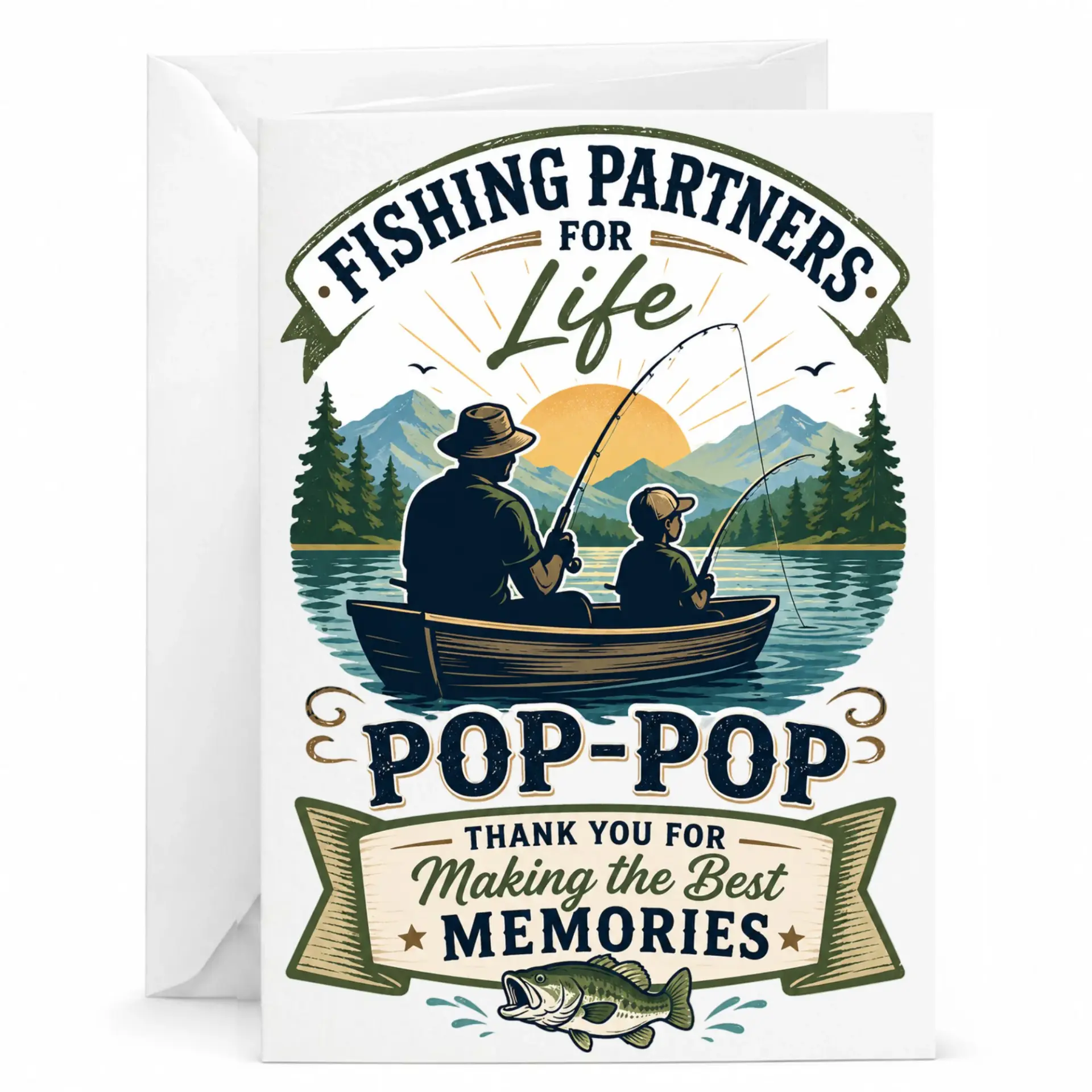 Fishing for Life Pop-Pop Greeting Card Grandfather Appreciation Enthusiast
