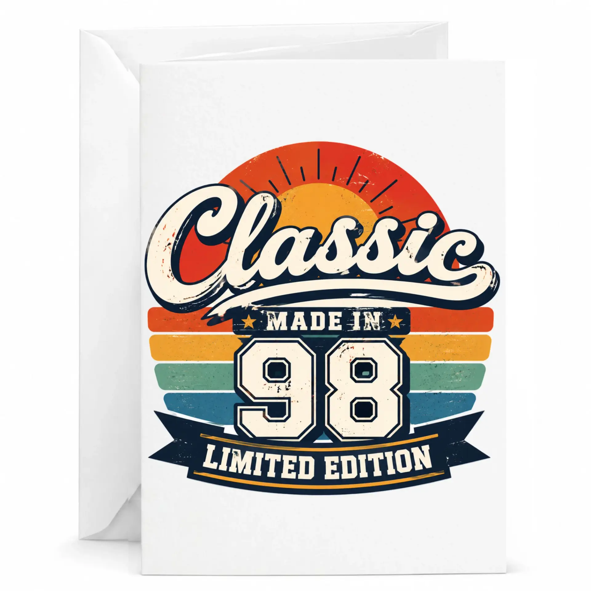 Birthday Card Classic Made in 98 Limited Edition Vintage Retro Style Greeting Card for Birthday Milestone Celebration