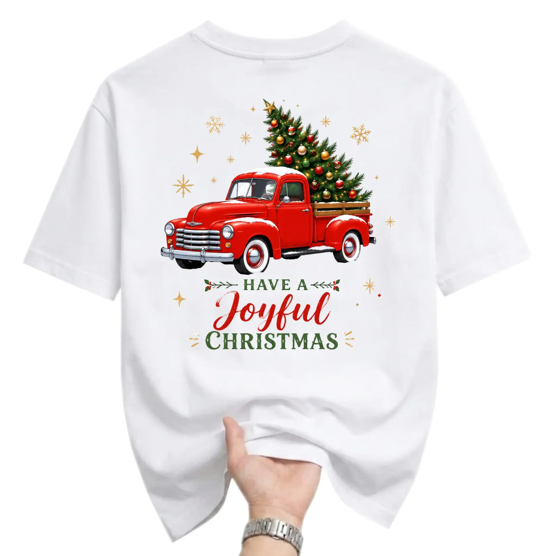Graphic Tee Unisex Christmas T-Shirt Featuring Pickup Truck Carrying