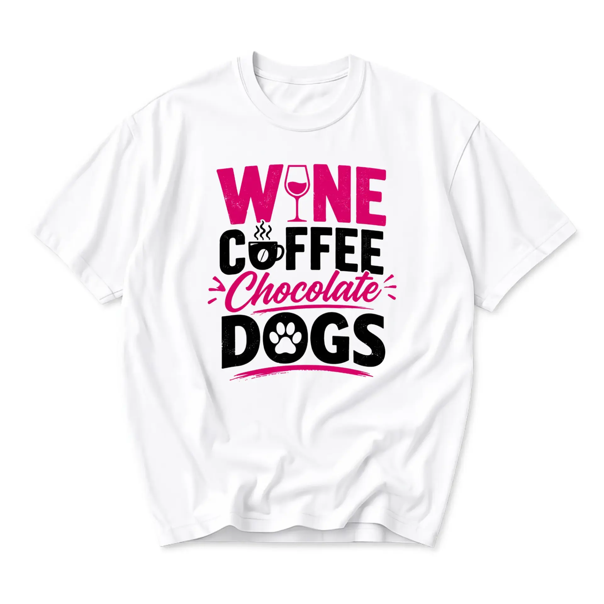 Funny Shirt Wine Coffee Chocolate Graphic Print Unisex Cotton Casual Crew