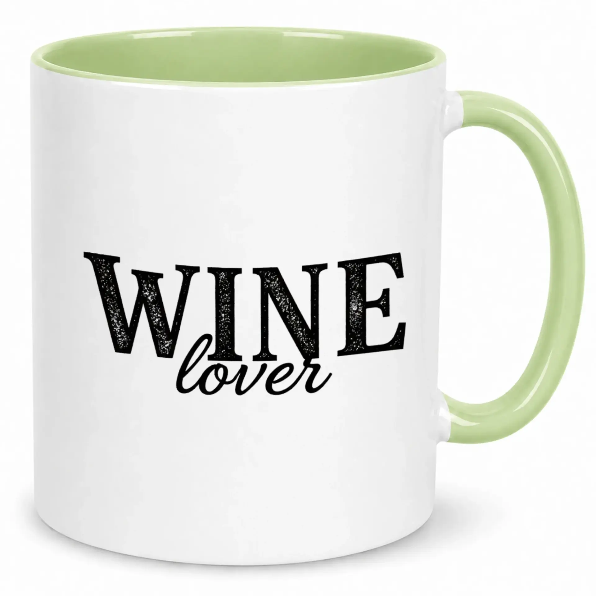 Ceramic Coffee Mug for Wine Lovers with Green Handle and Interior 11 Oz or 15 Oz Drinkware Gift Enthusiasts Home or Office