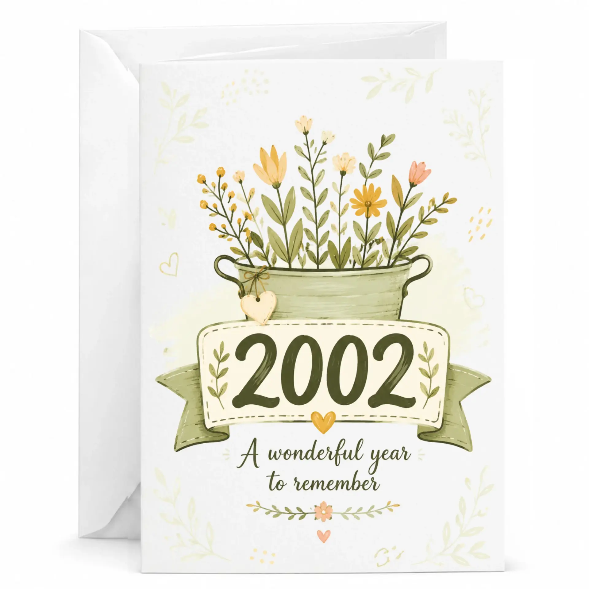 Birthday Card 2002 a Wonderful Year to Remember Vintage Floral Design Greeting Card with Matching White Envelope