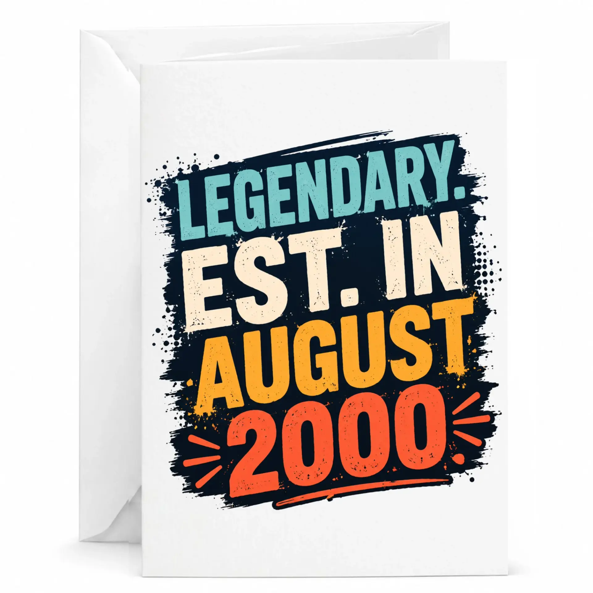 Birthday Card Legendary Est in August 2000 Vintage Style Greeting Card for Milestone Celebrations and Birthdays