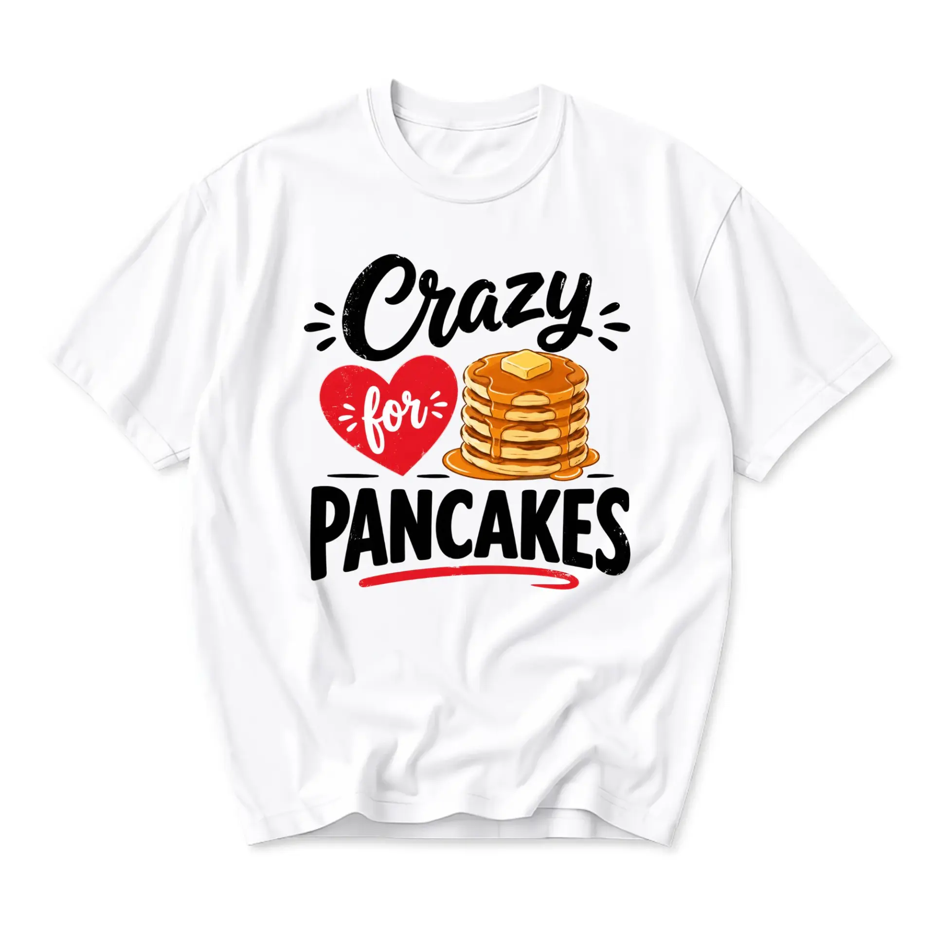 Funny Shirt Crazy for Pancakes Graphic Tee Breakfast Food Lover Unisex Crew Neck Cotton Casual Short Sleeve Apparel
