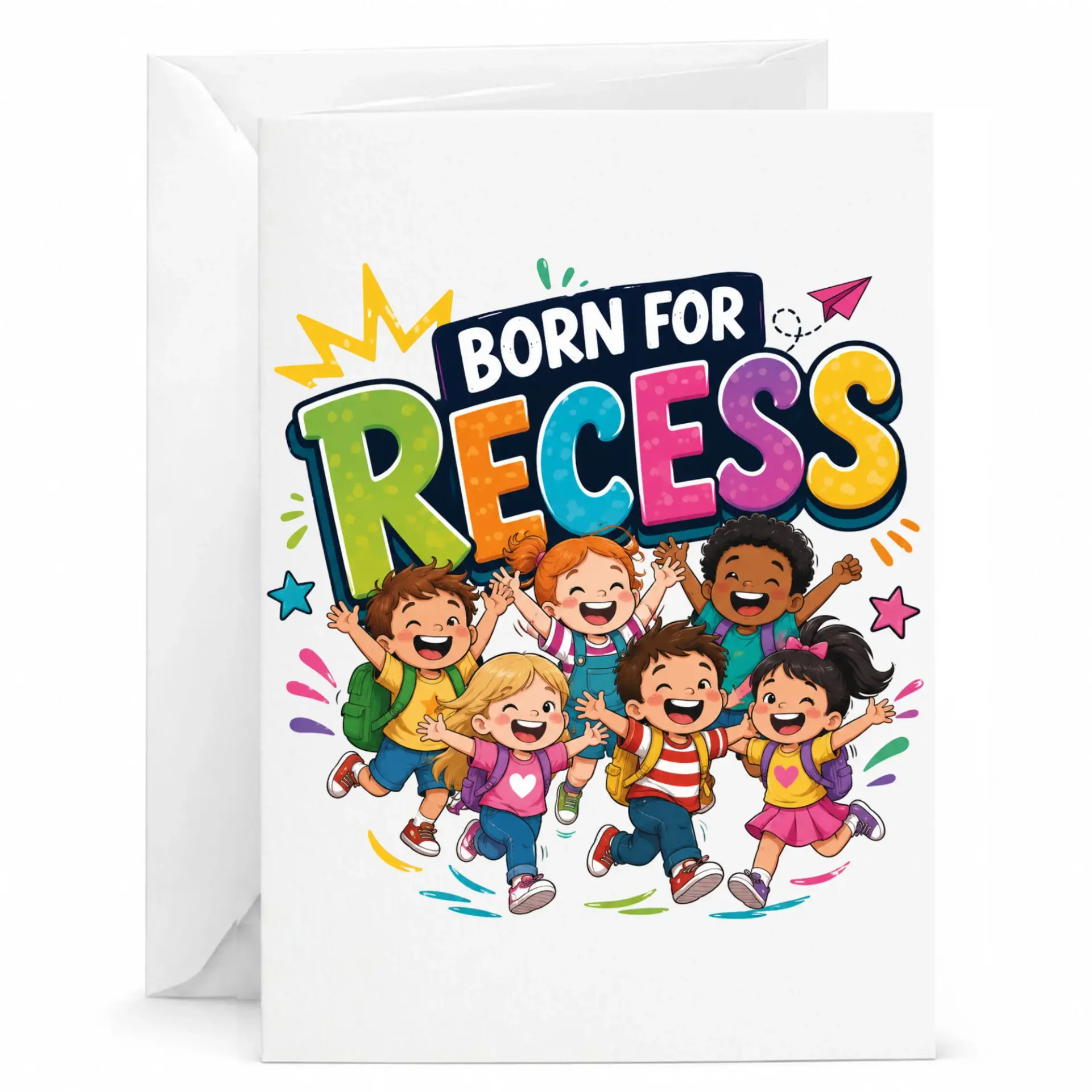 Personalized Greeting Card Born for Recess Fun Playful Illustration