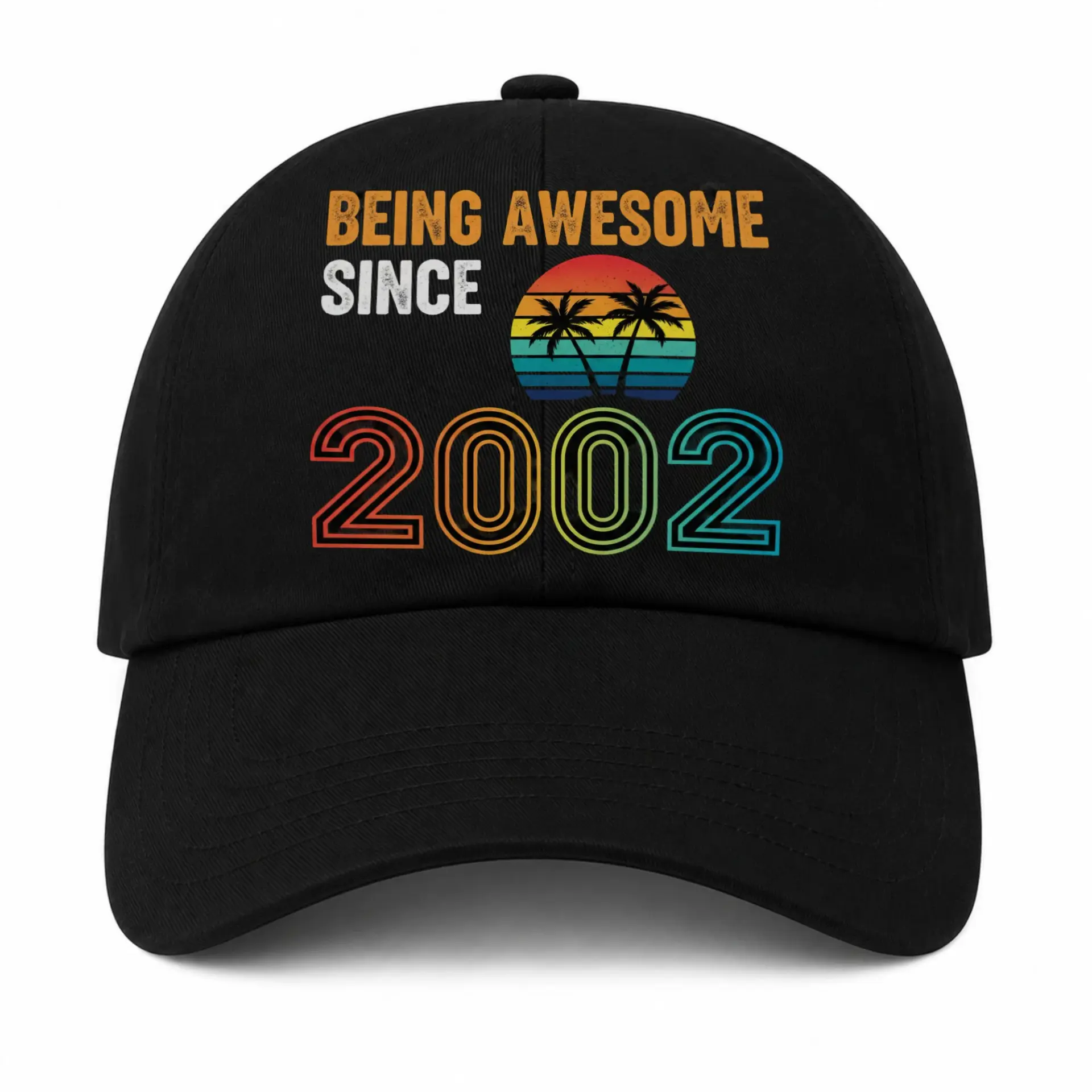 Baseball Cap Being Awesome Since 2002 Retro Sunset Graphic Dad Hat