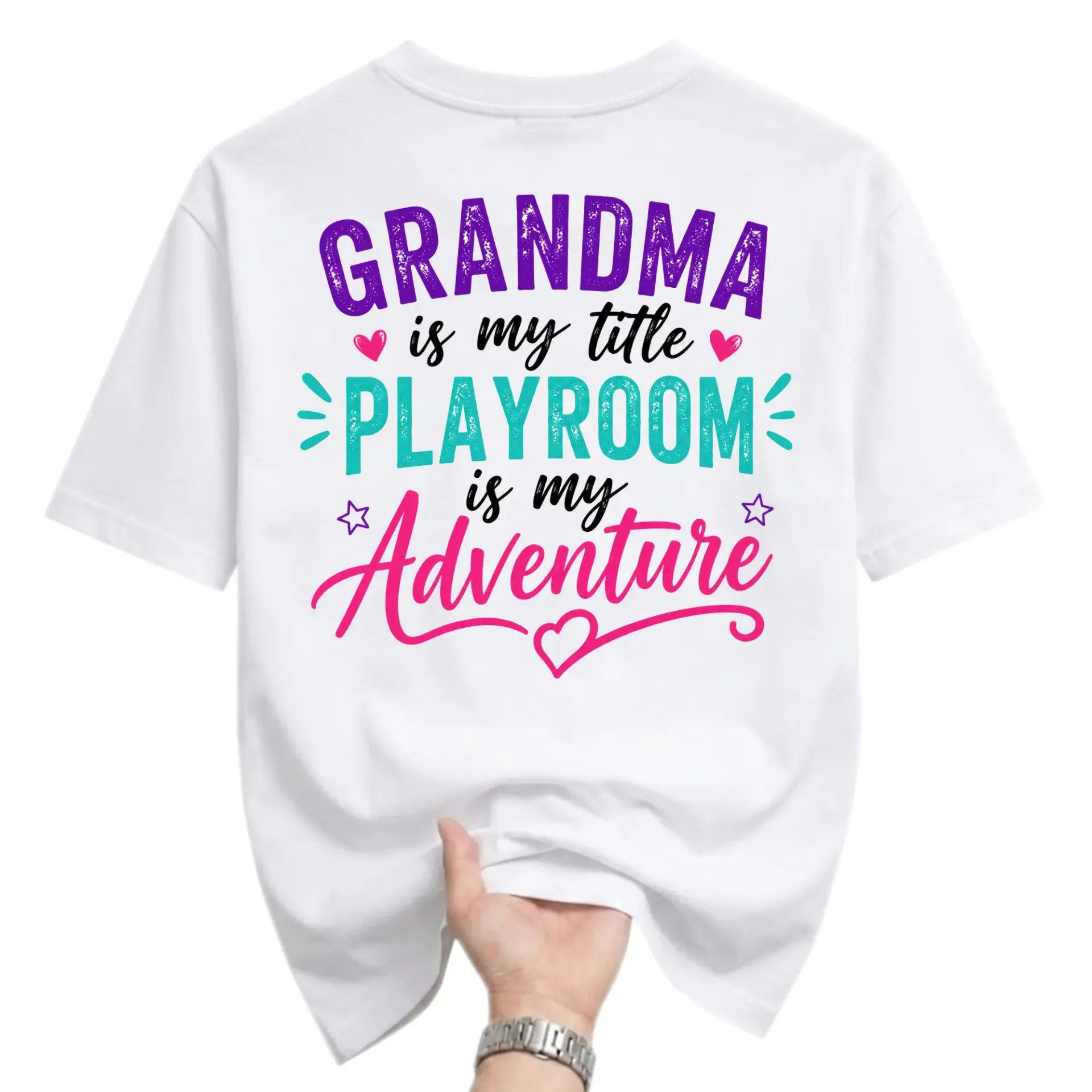Graphic Tee Grandma Is My Playroom Is My Adventure Printed Crew Neck Casual Unisex Short Sleeve Cotton Shirt