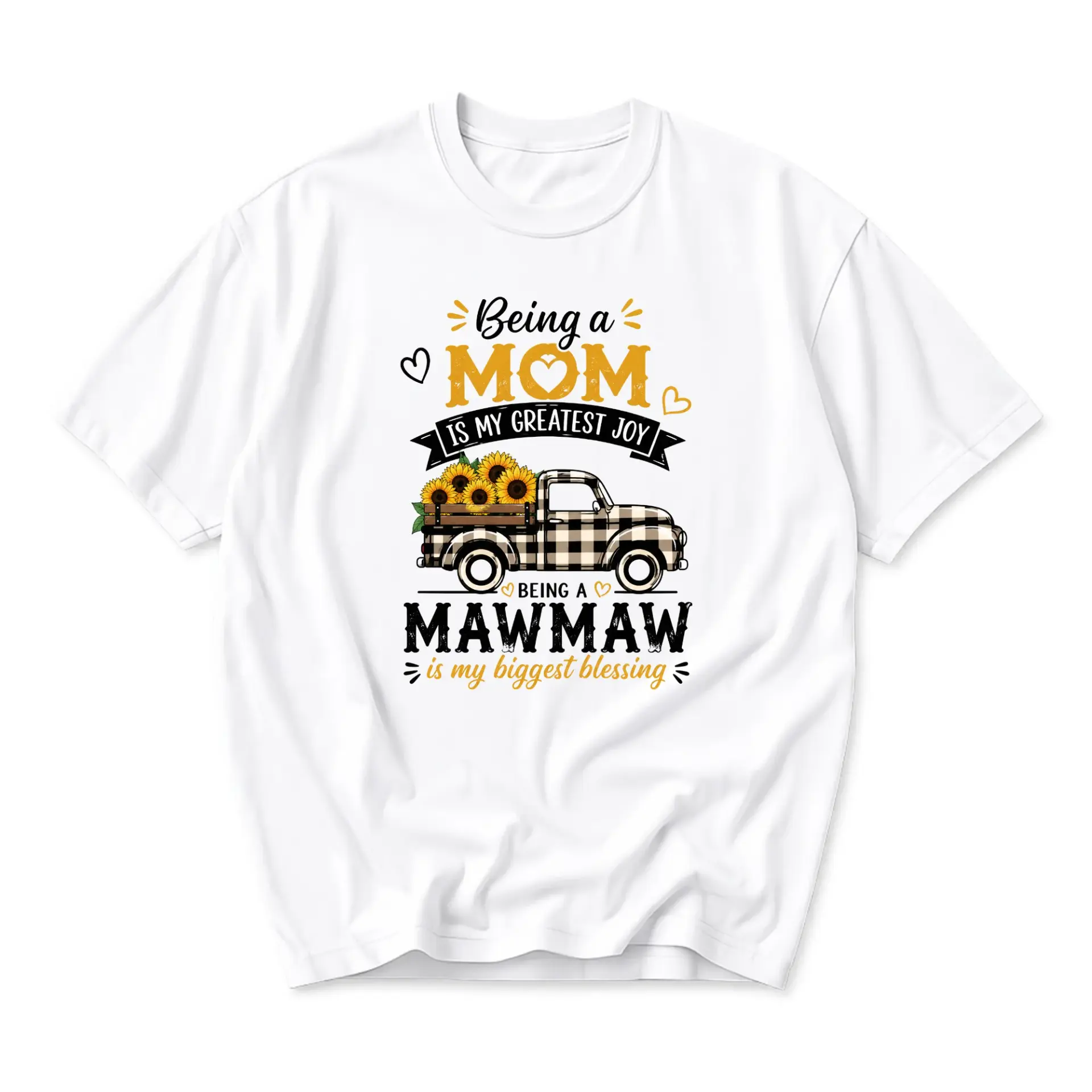 Graphic Tee Being a Mom Is My Greatest Joy Being a Mawmaw Is My Biggest Blessing Sunflower Truck Print Shirt
