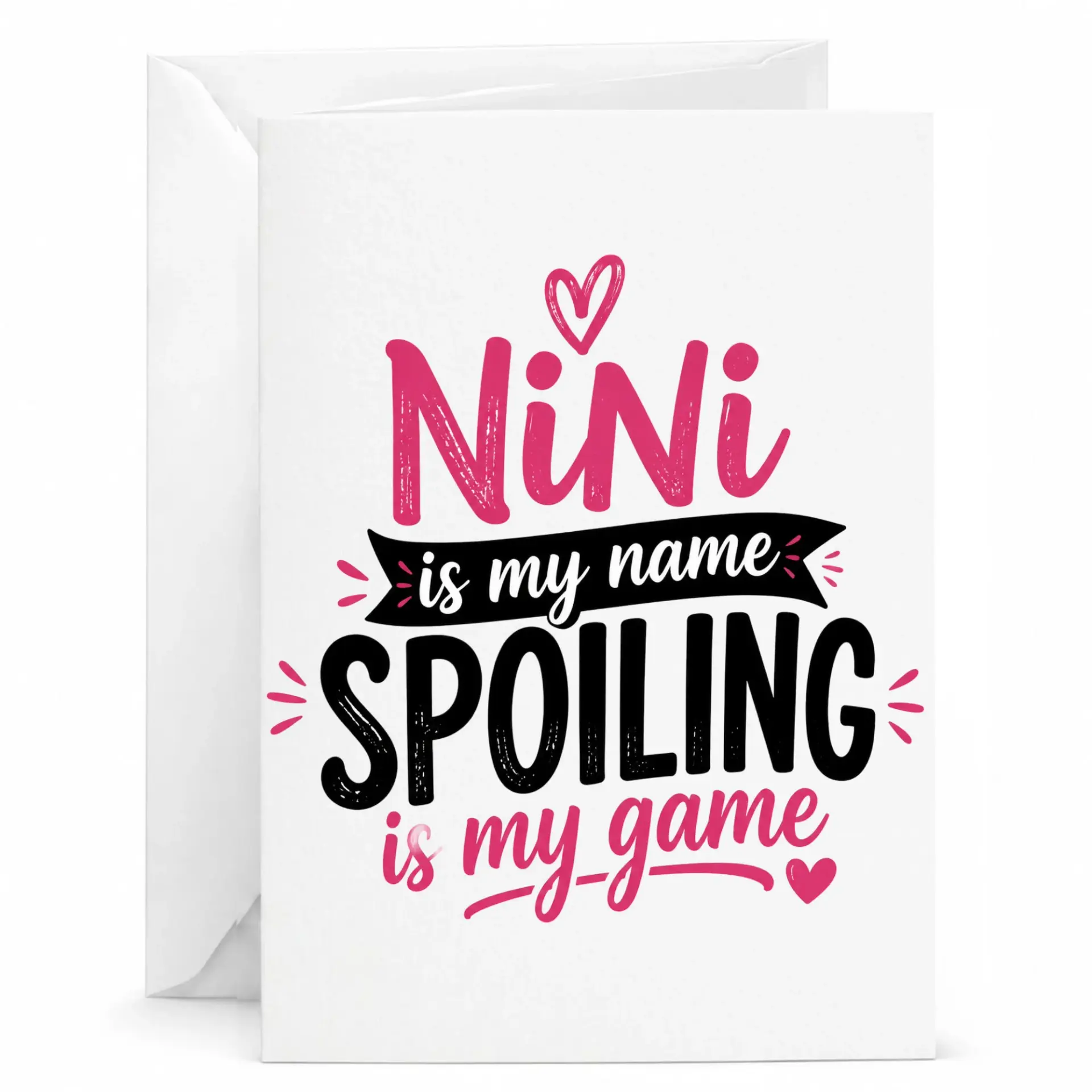 Funny Greeting Card Nini Is My Name Spoiling Is My Game Design for Grandmothers and Special Women in Your Life