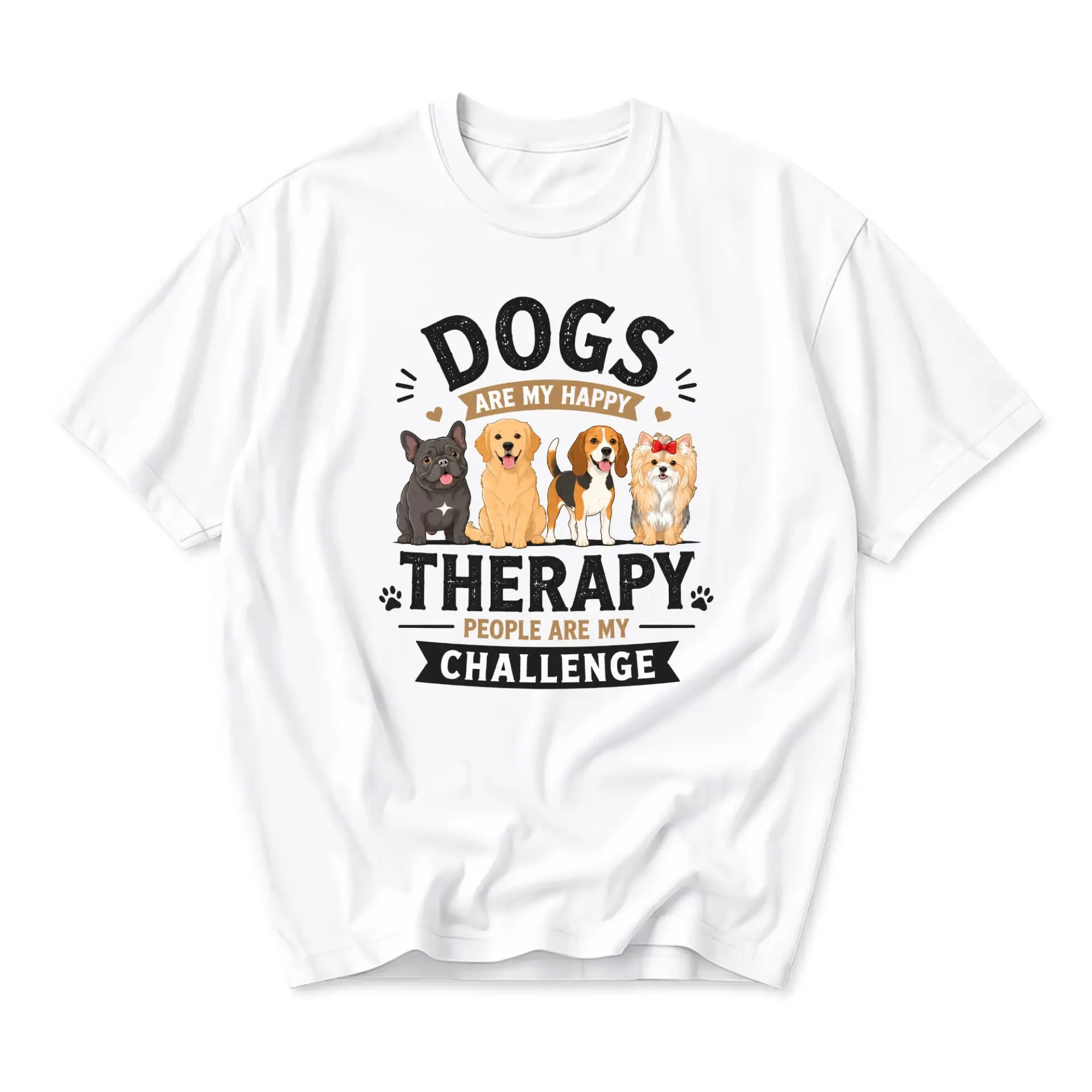 Funny Shirt Are My Happy Therapy Graphic Tee Casual Unisex Crew Neck Top