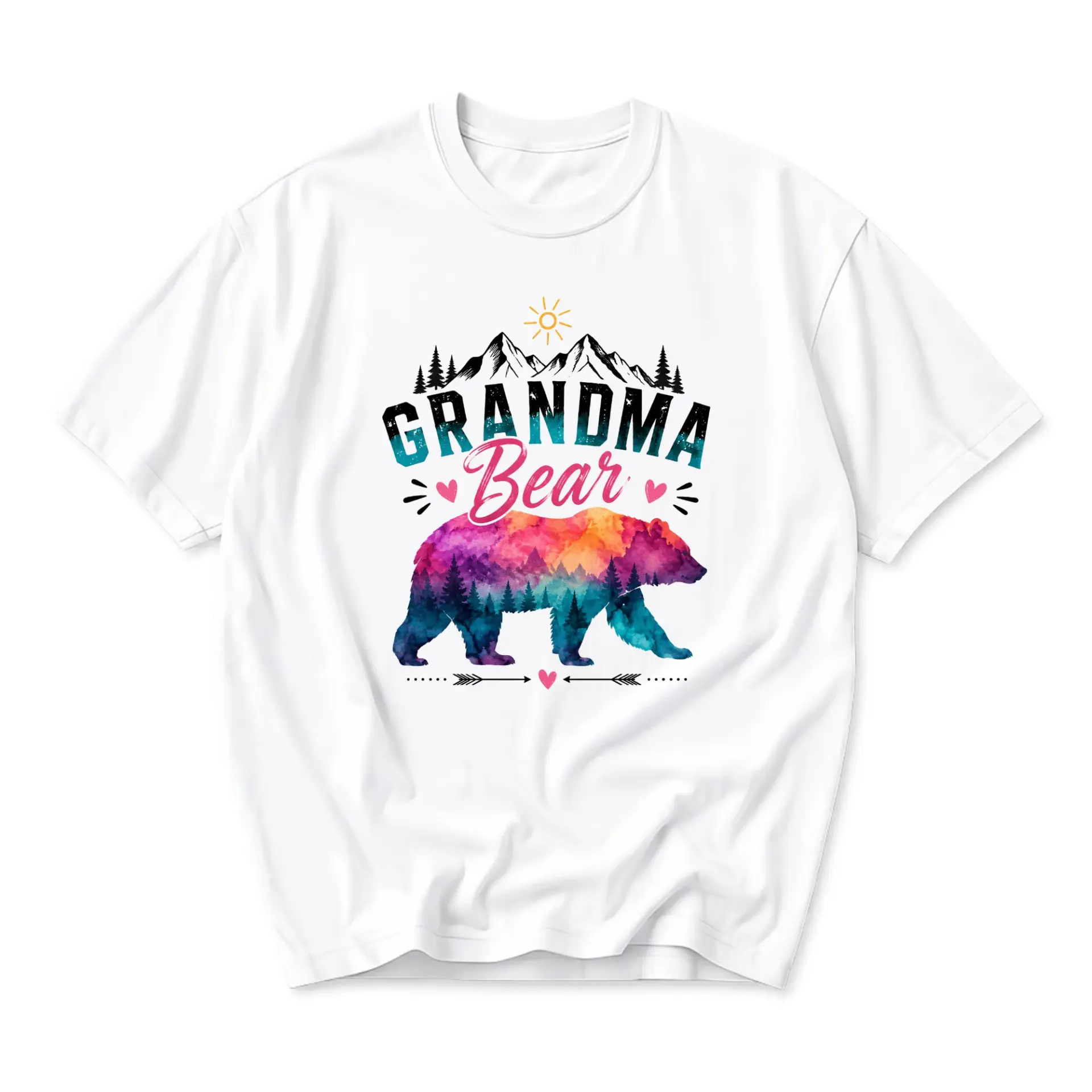 T-shirt Grandma Graphic Tee Mountain Forest Print Casual Unisex Crew Neck