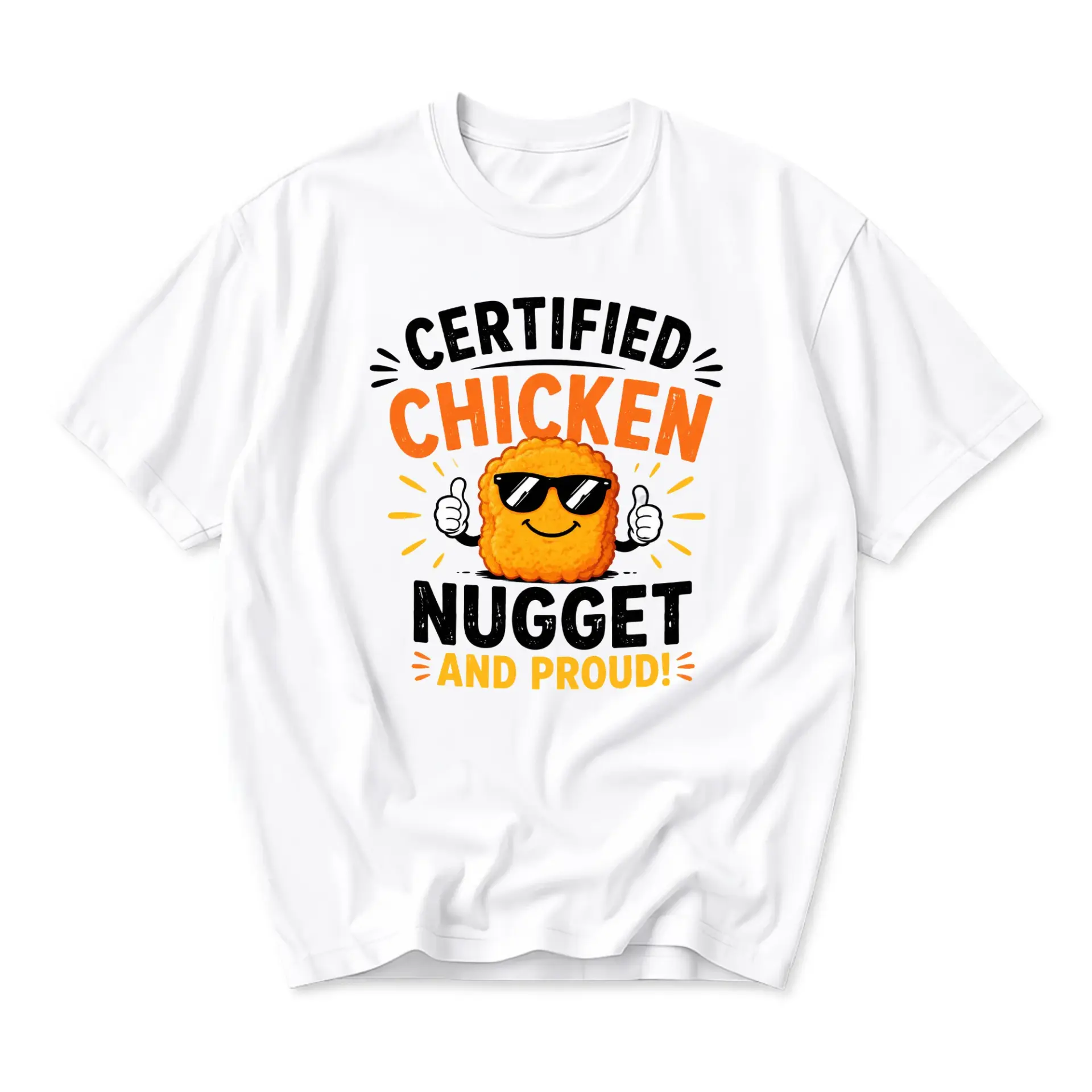 Funny Shirt Certified Chicken Nugget and Proud Graphic Tee Unisex Crew Neck Short Sleeve Casual Cotton Blend Top