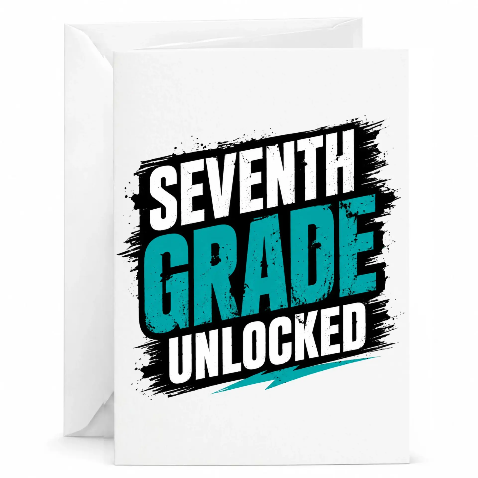 Greeting Card Seventh Unlocked Design Matte Finish Heavyweight Stationery for Milestone Celebrations and Encouragement