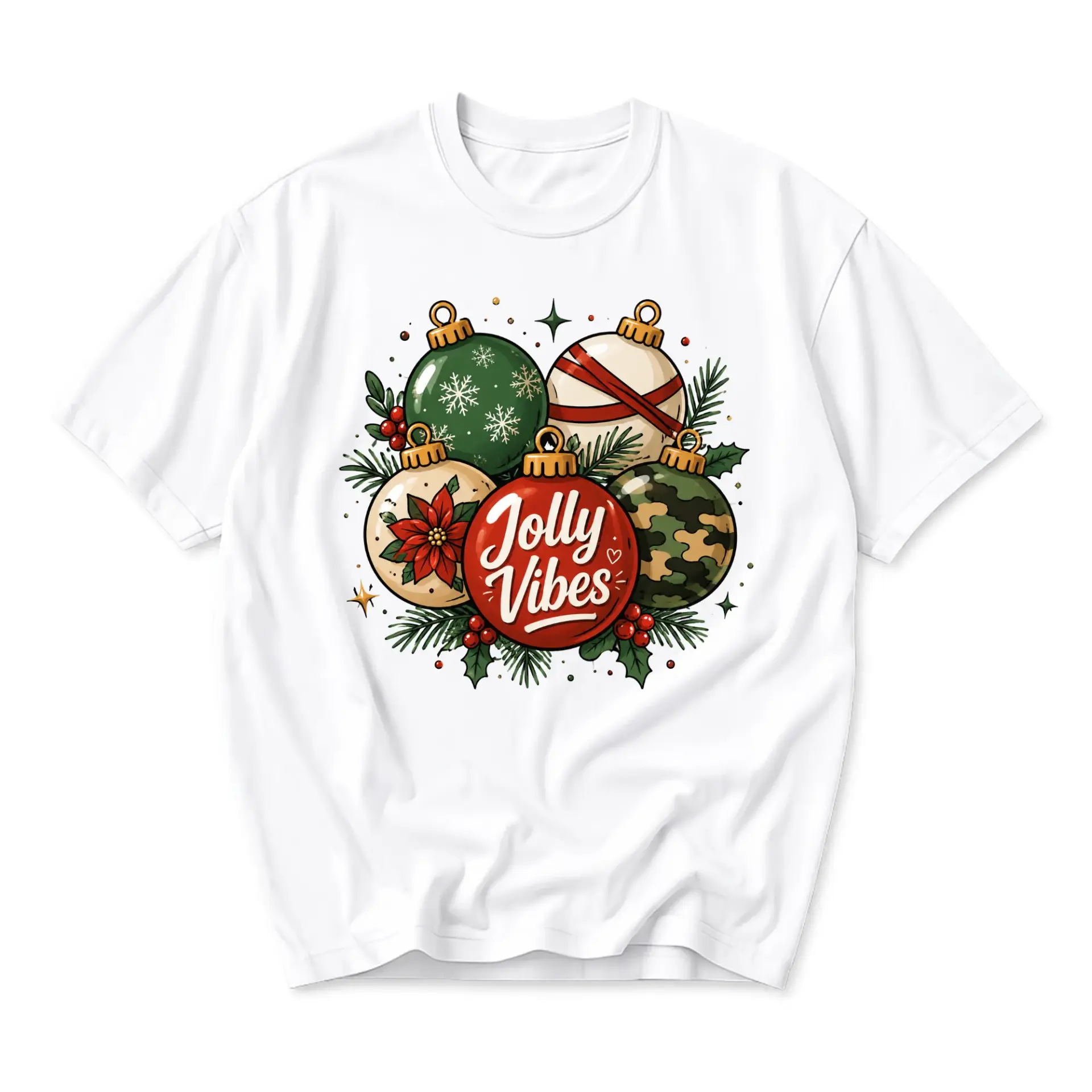Graphic Tee Jolly Christmas Ornaments Holiday Unisex T-Shirt Casual Season