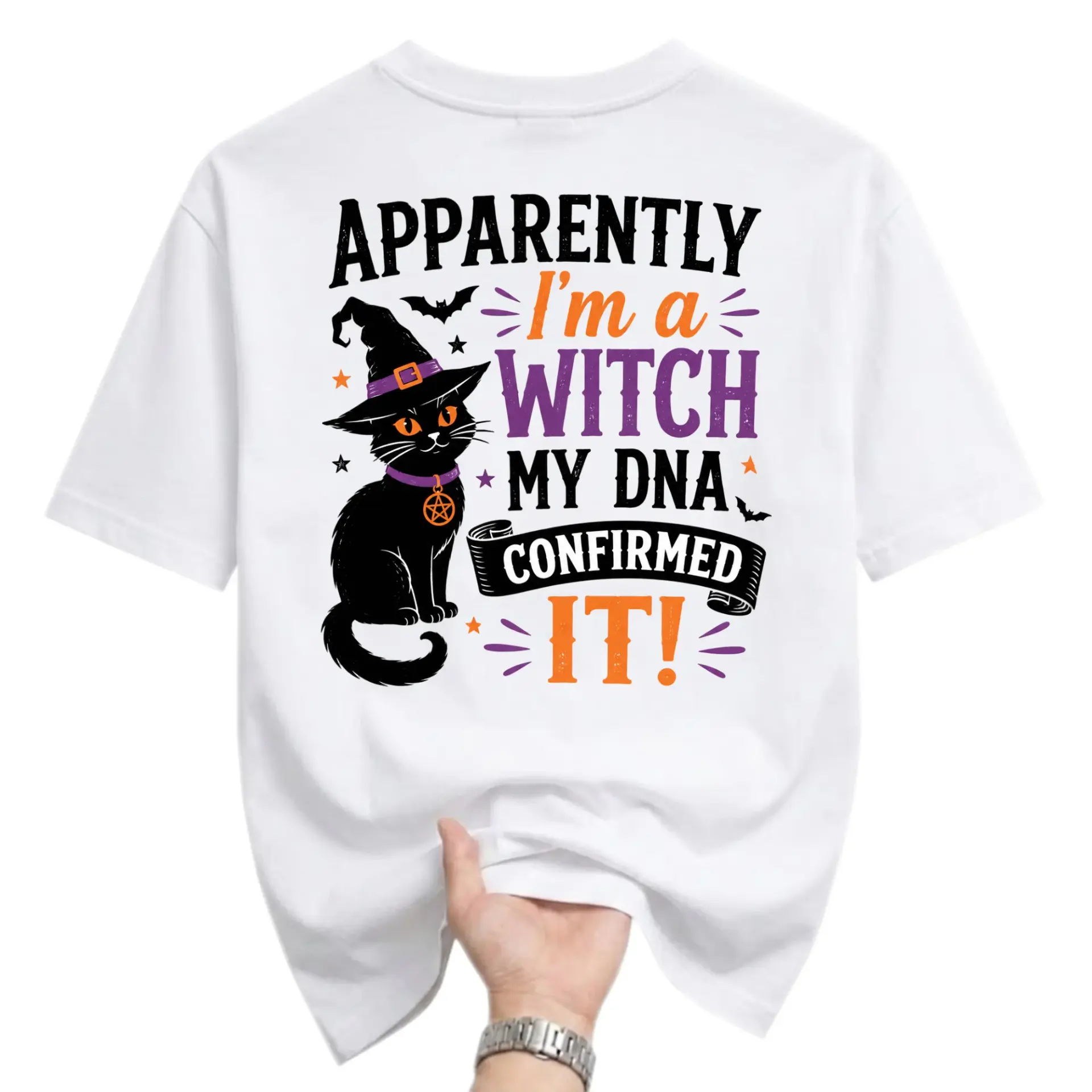 Funny Shirt Apparently I Am a Witch My Dna Confirmed It Graphic Tee Unisex Casual Crew Neck Comfortable Cotton Top