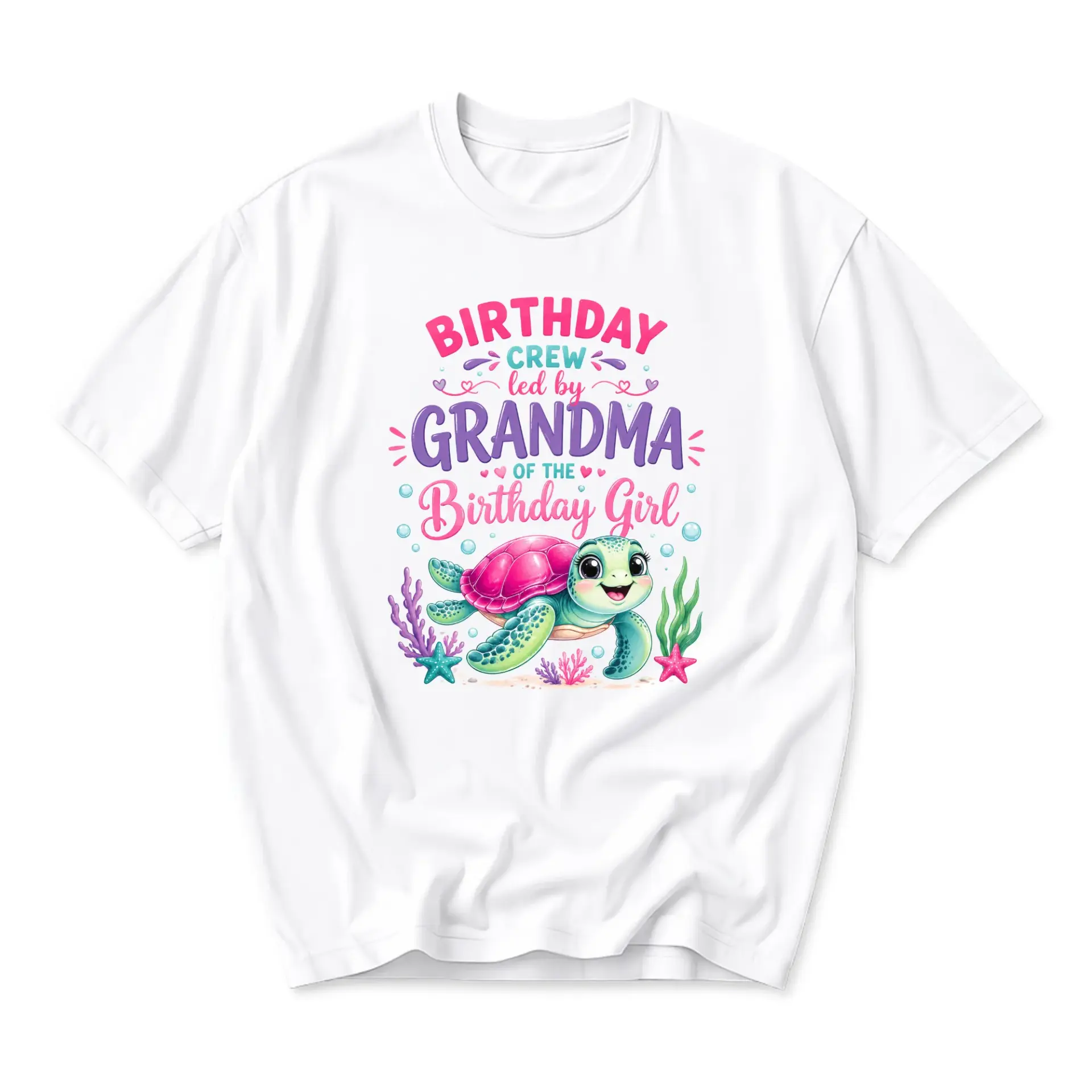 Graphic Tee Birthday Crew Led by Grandma Design Unisex Casual Neck Soft Cotton Blend Everyday Short Sleeve Shirt