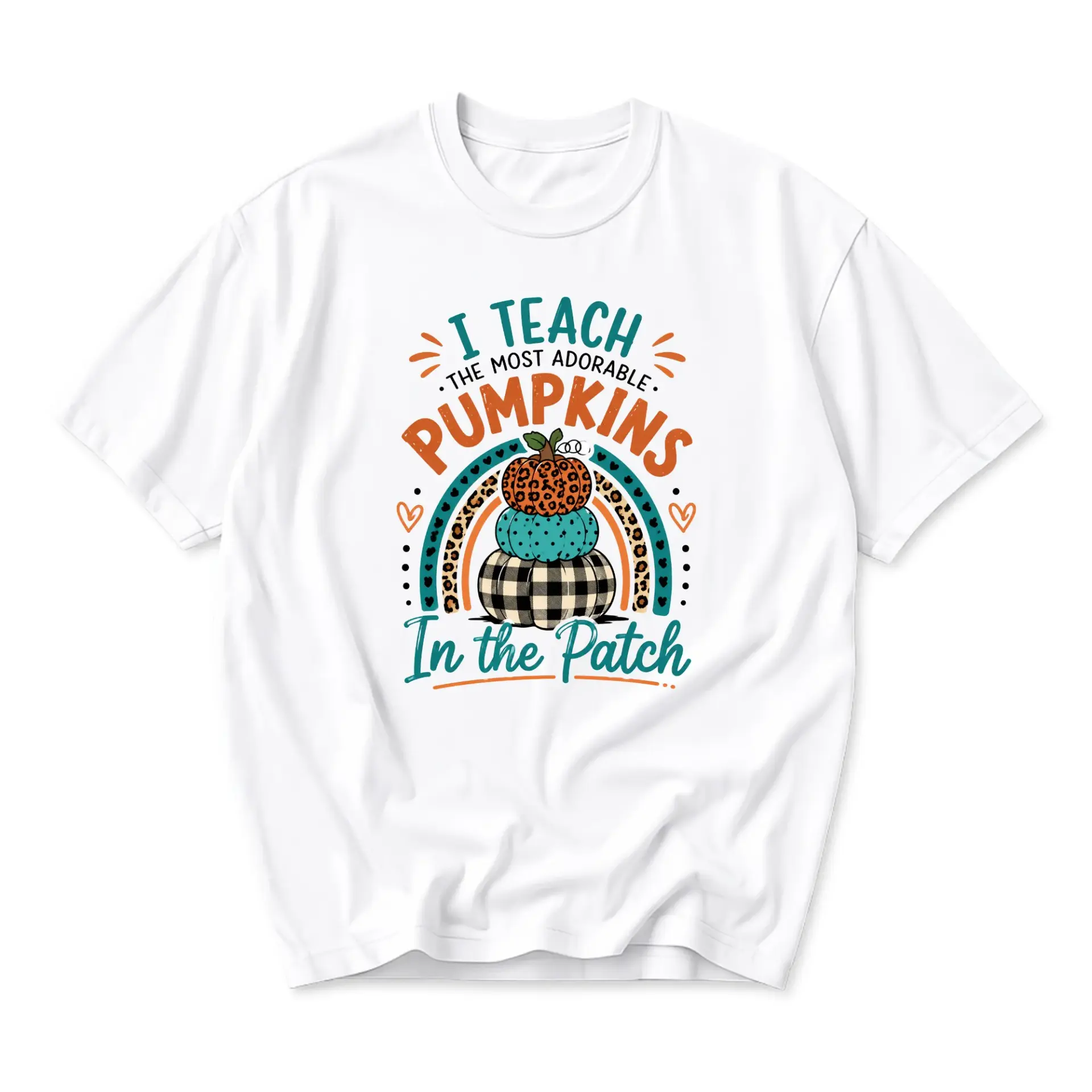 Funny Shirt I Teach the Most Adorable Pumpkins in the Patch Graphic Tee Seasonal Fall Autumn Theme Unisex Crew Neck