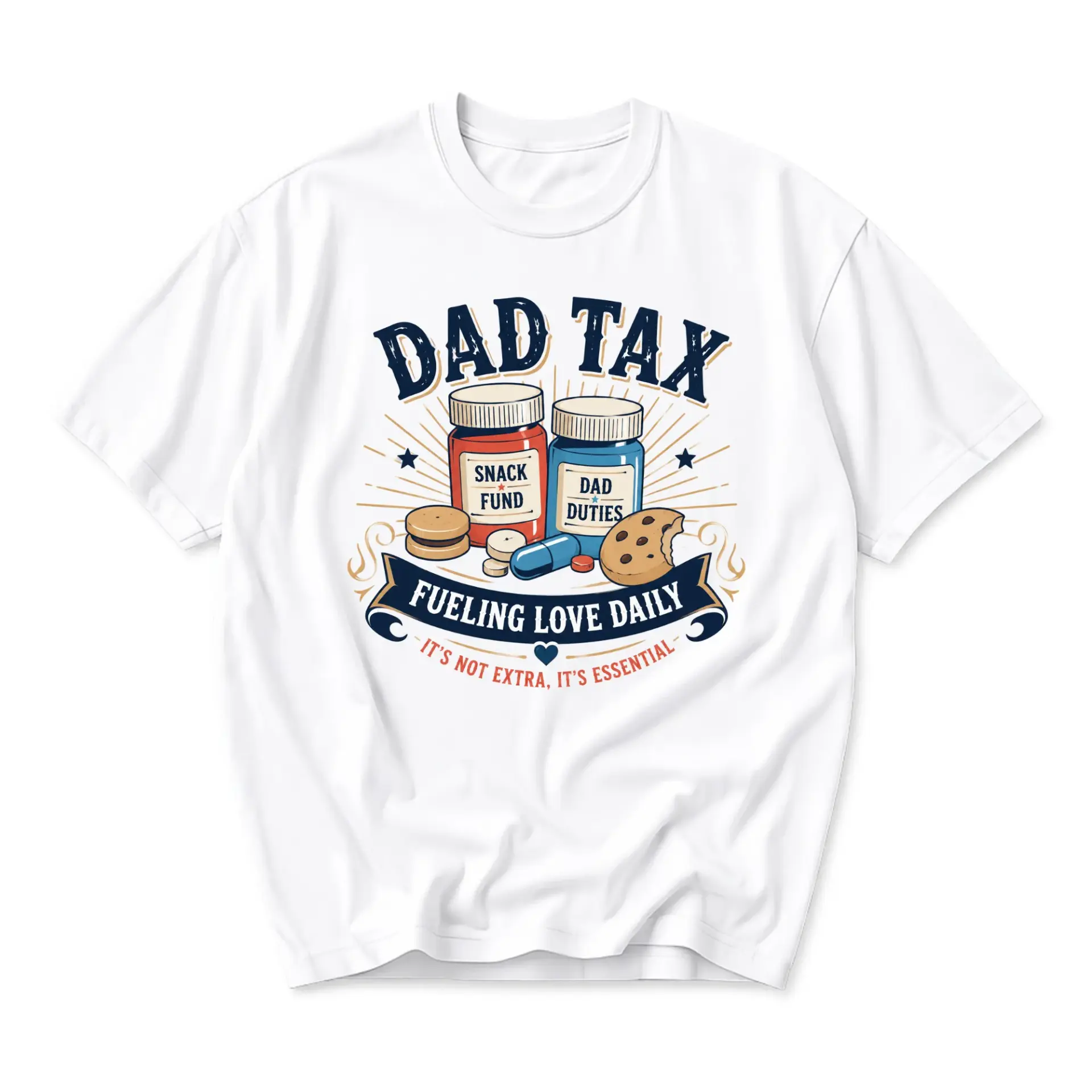 Funny Shirt Dad Tax Humor Graphic Tee Casual Everyday Crew Neck Cotton Blend Unisex Short Sleeve T-Shirt for Men