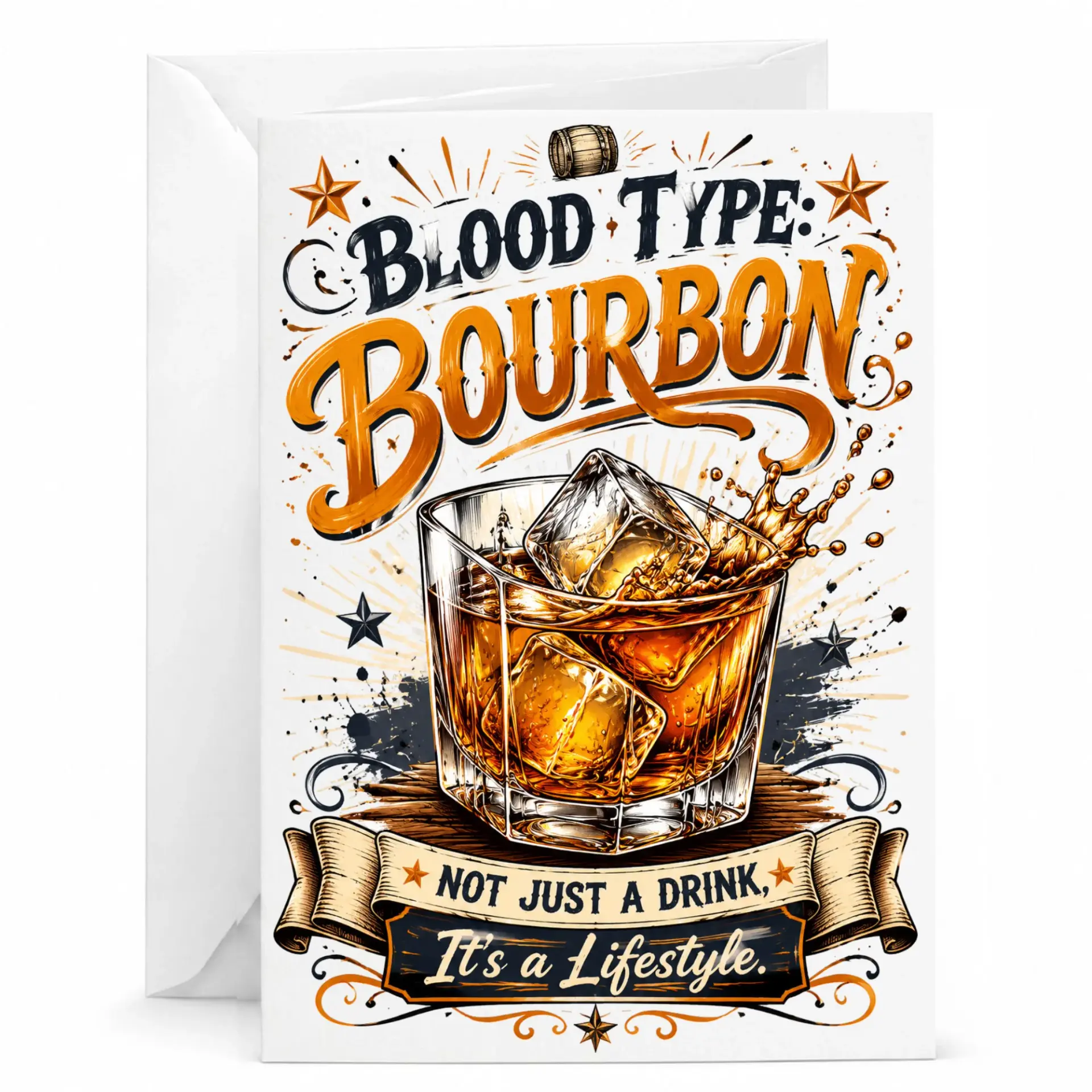 Funny Bourbon Lover Greeting Card Whiskey Drinker Birthday Gift for Enthusiast Alcohol Pun Note