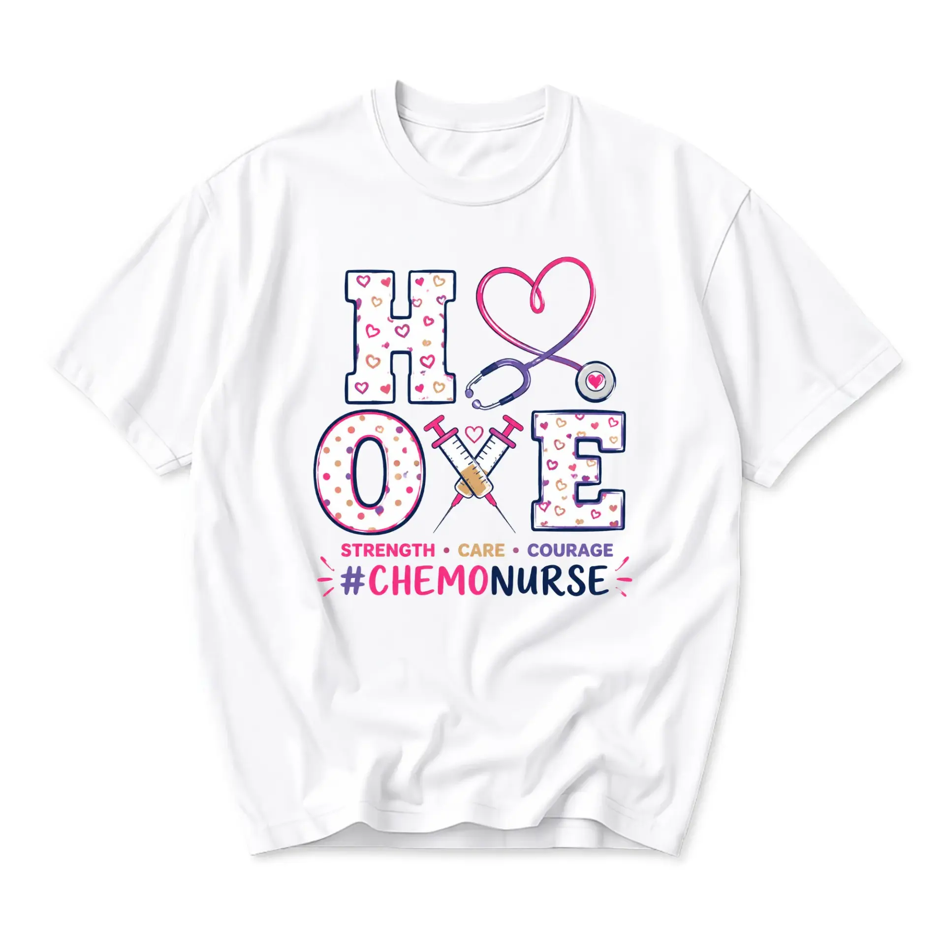 Graphic Tee Chemo Nurse Love Medical Profession Unisex T-Shirt Casual Comfortable Apparel for Healthcare Workers