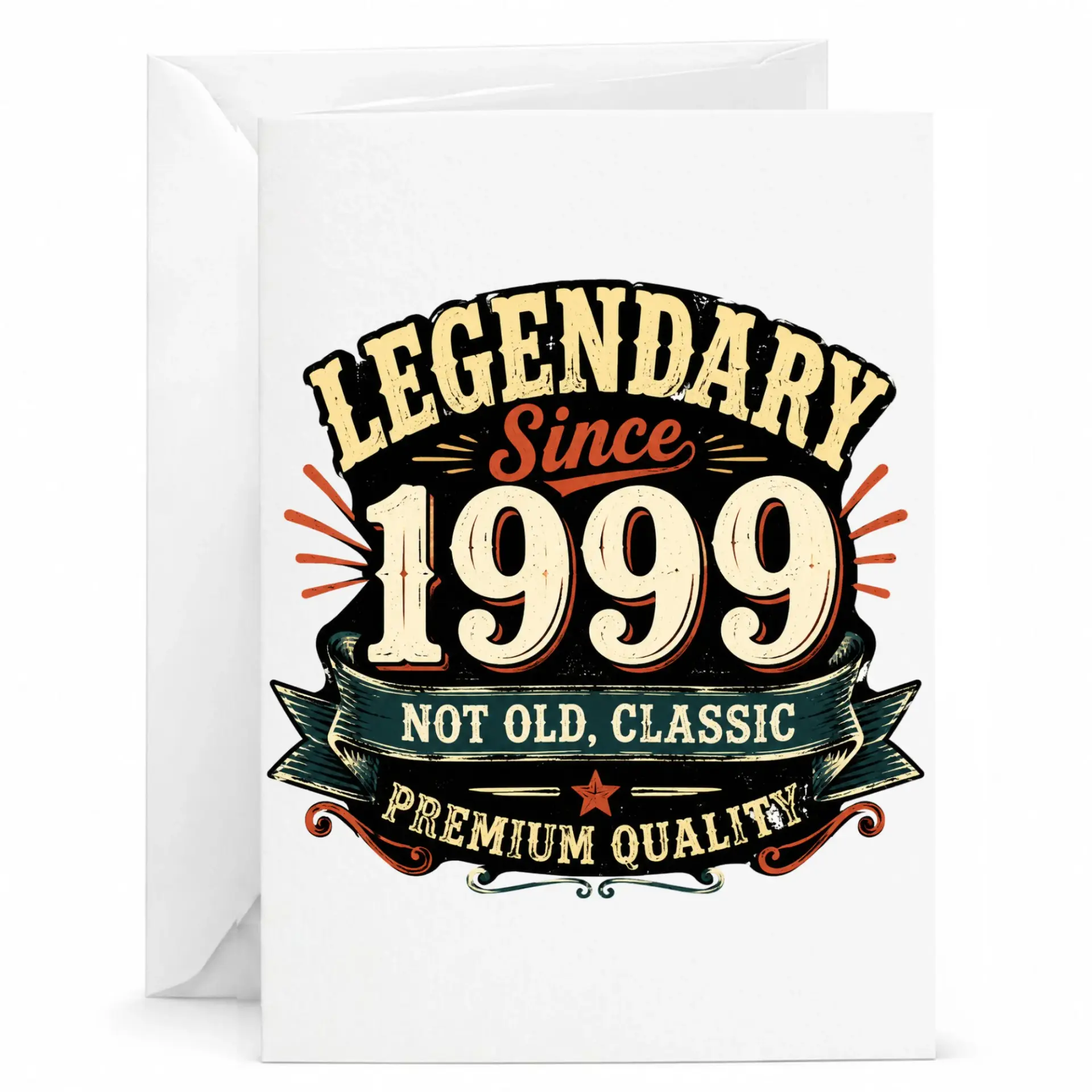 Birthday Card Legendary Since 1999 Funny Retro Vintage Themed Milestone Anniversary Greeting for Milestone Year