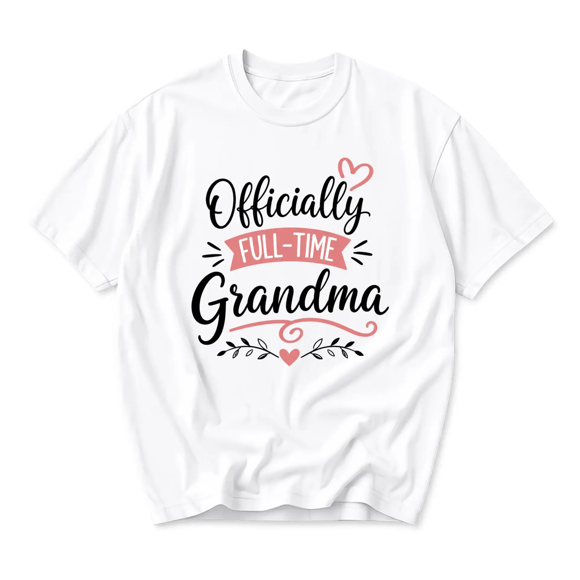 Funny Shirt Officially Full-Time Grandma Graphic Tee Unisex Casual Crew