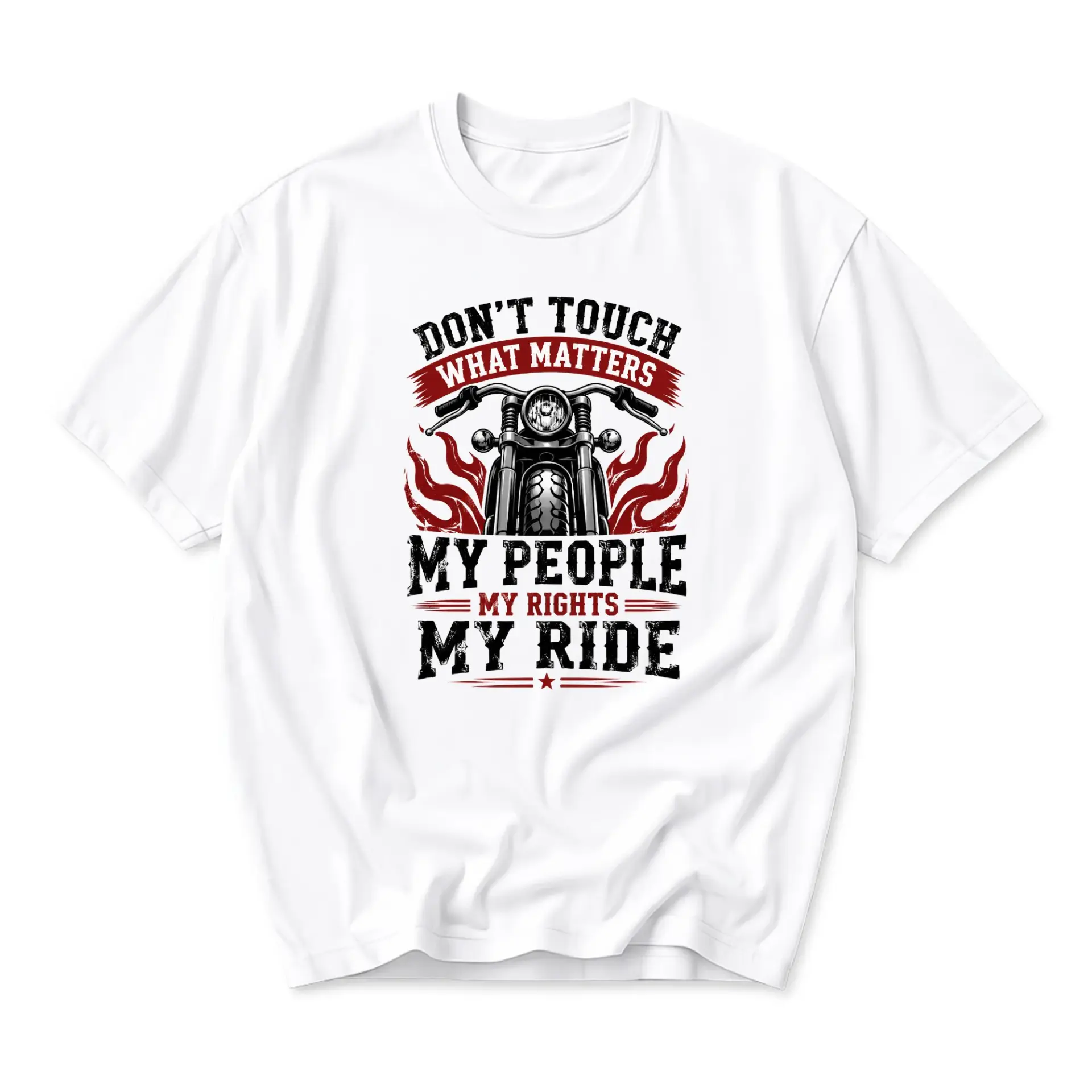 Funny Shirt Don't Touch My Ride Motorcycle Graphic Tee Unisex Casual Crew Neck Comfortable Cotton Blend Top