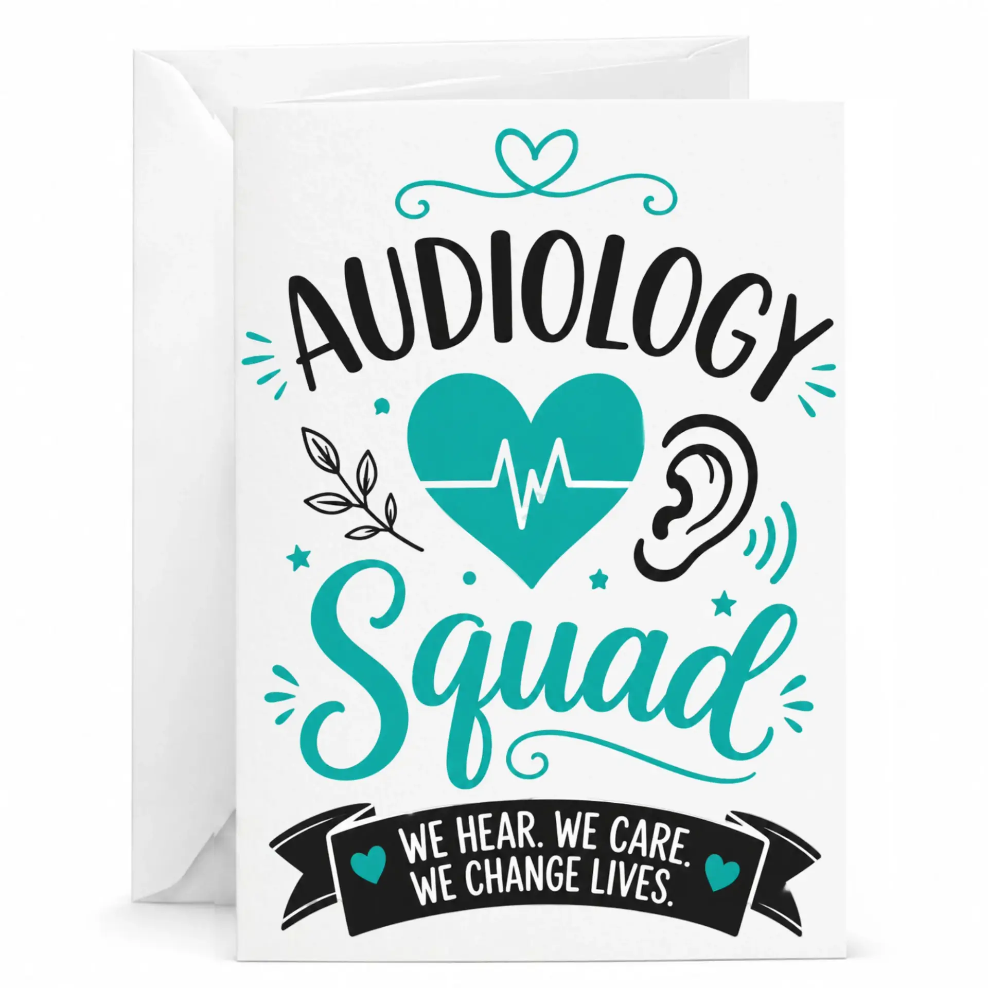 Greeting Card Audiology Squad Professional Appreciation Design for Healthcare Workers and Specialists 5x7 Inch Note