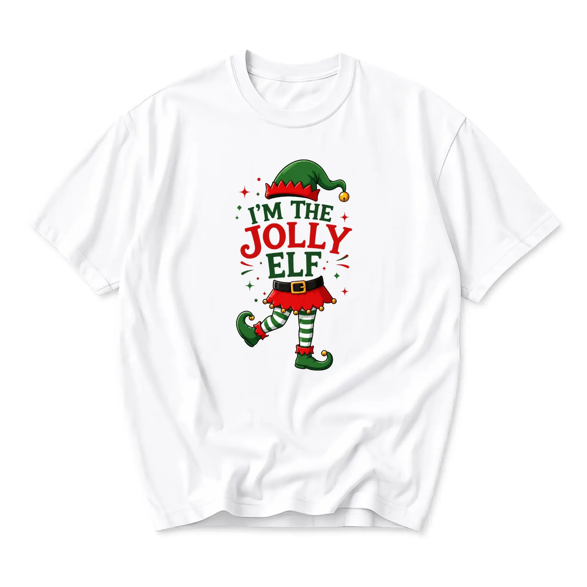 Funny Shirt I'm the Jolly Elf Graphic Tee Unisex Crew Neck Seasonal Holiday Casual Apparel for Everyday Style