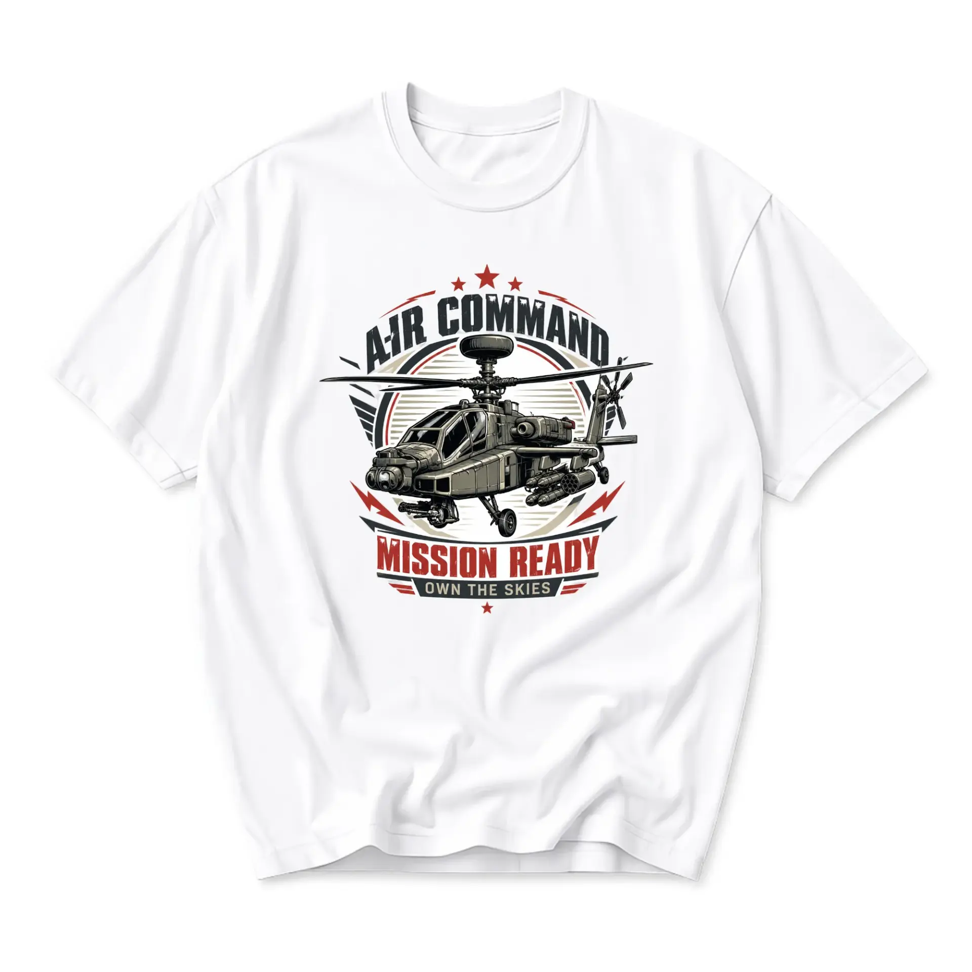 Graphic Tee Air Command Helicopter Mission Ready T-Shirt Unisex Crew Neck Casual Everyday Wear Cotton Blend Shirt