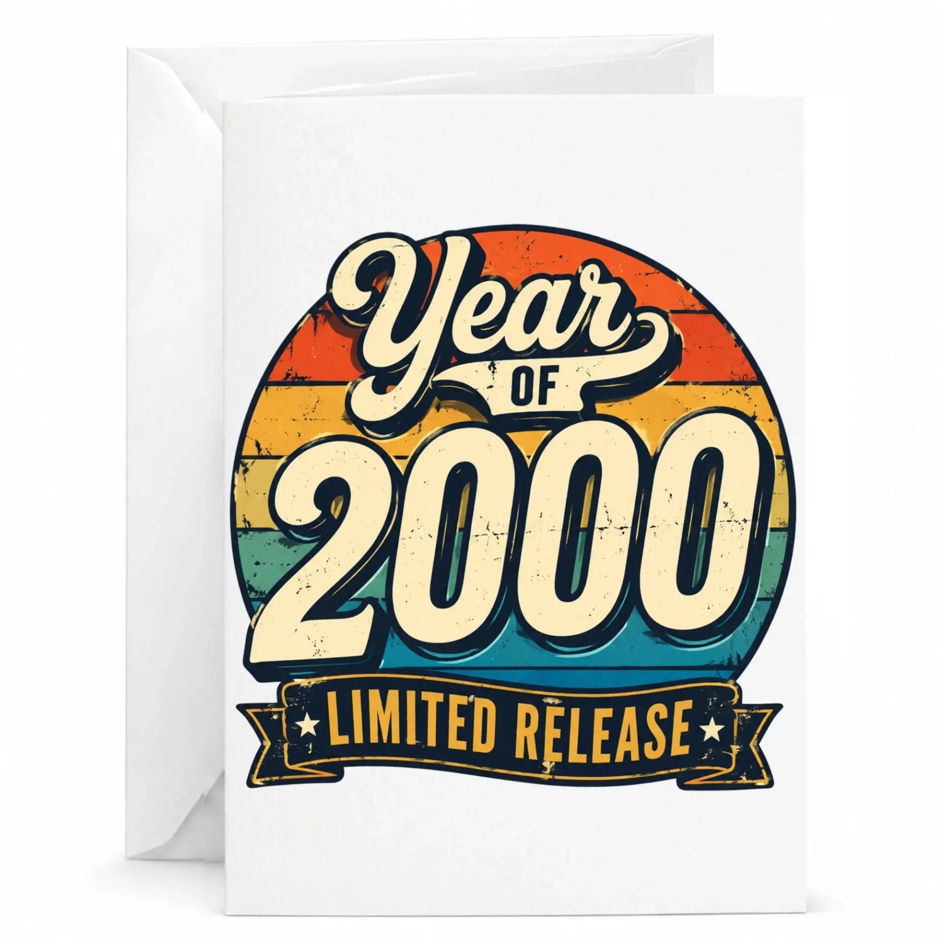 Birthday Card Year of 2000 Limited Release Vintage Style Greeting Card for Milestone Celebration with White Envelope