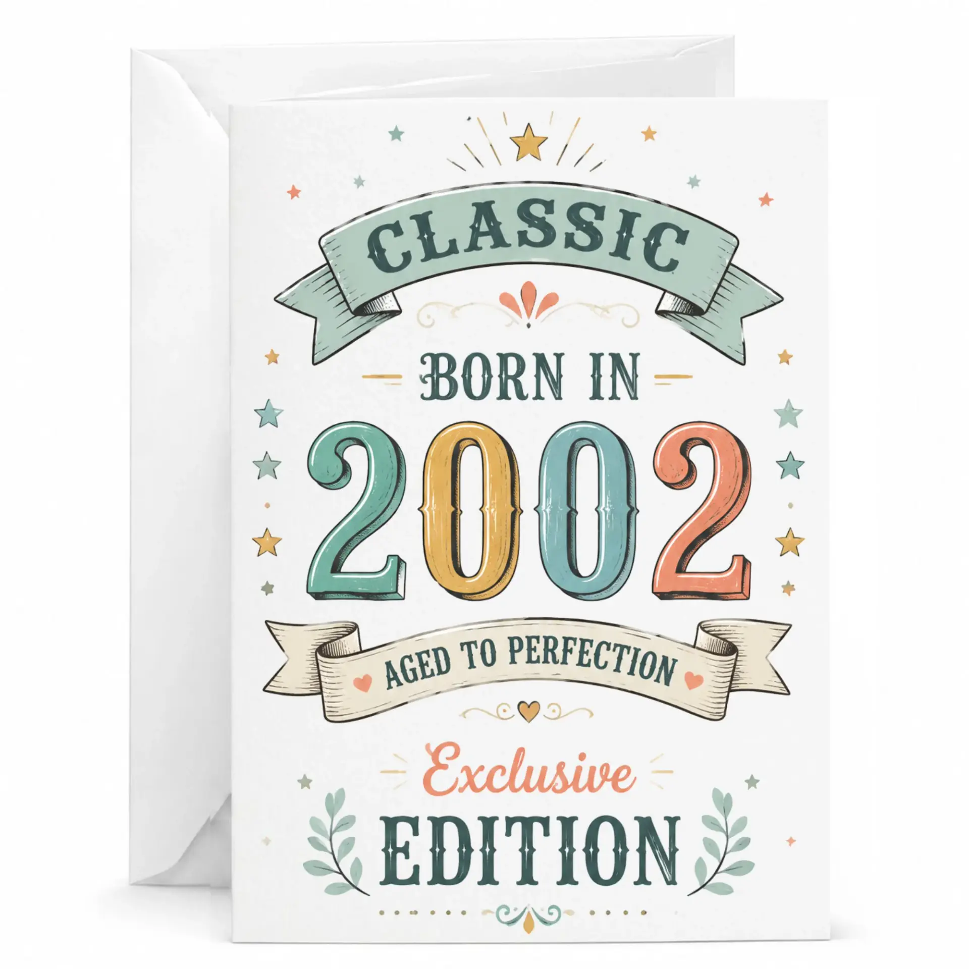 Birthday Card Classic Born in 2002 Aged to Perfection Exclusive Edition Greeting Card for Milestone Celebration