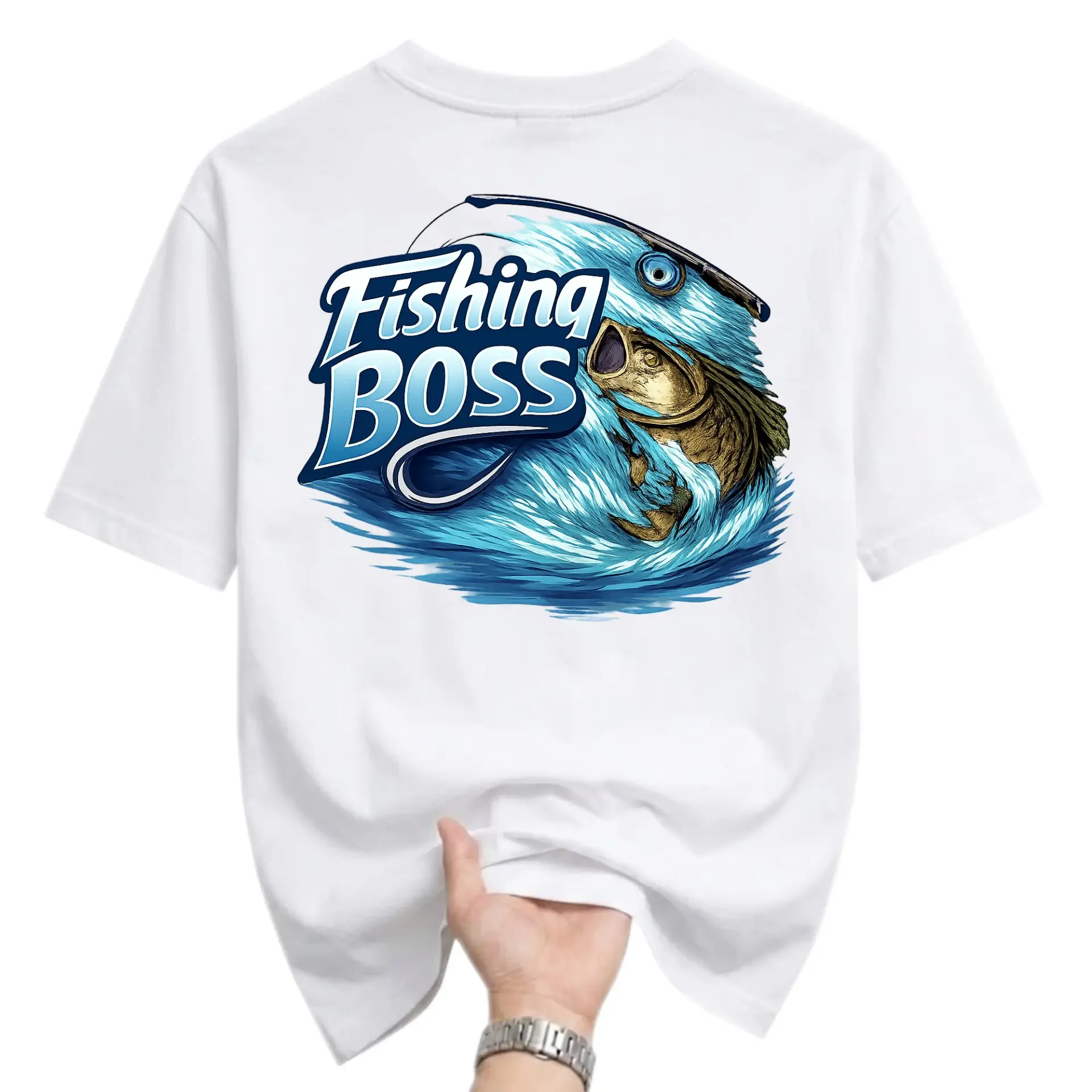 Fishing Graphic Tee Unisex Crew Neck Short Sleeve Casual Cotton Blend Shirt