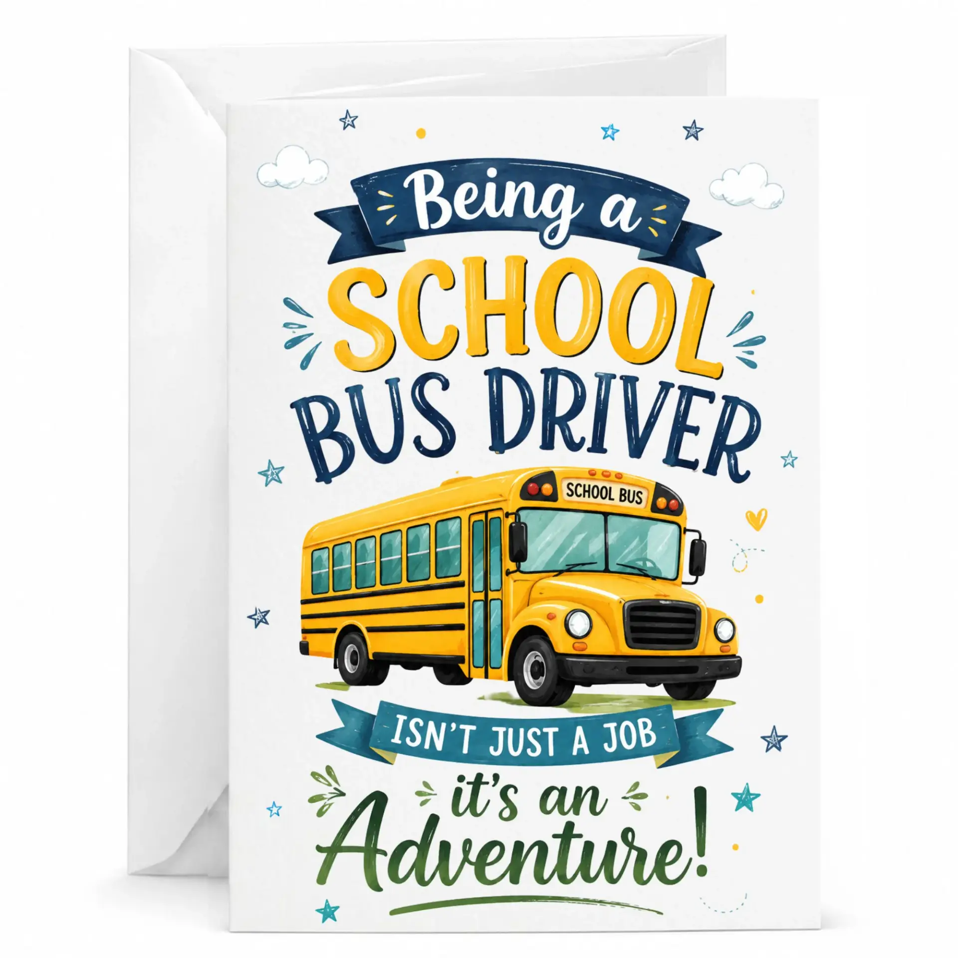 Funny School Bus Driver Appreciation Greeting Card Inspirational Adventure Theme for Transport Professionals 5x7 Inch