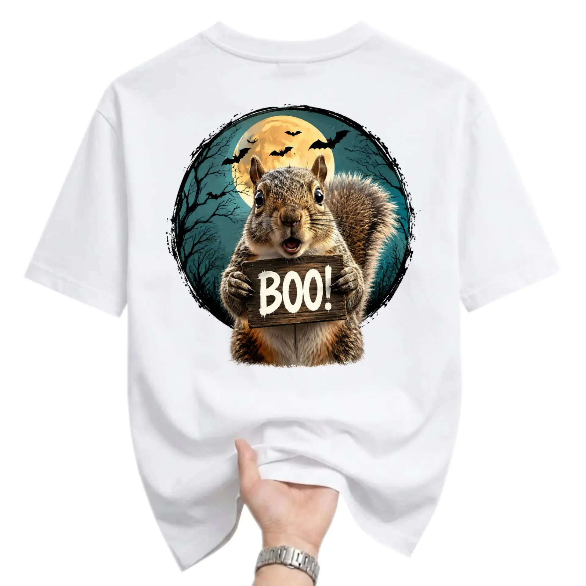 Graphic Tee Funny Squirrel Boo Halloween Shirt Unisex Crew Neck Top Soft Cotton Everyday Casual Graphic Printed Apparel