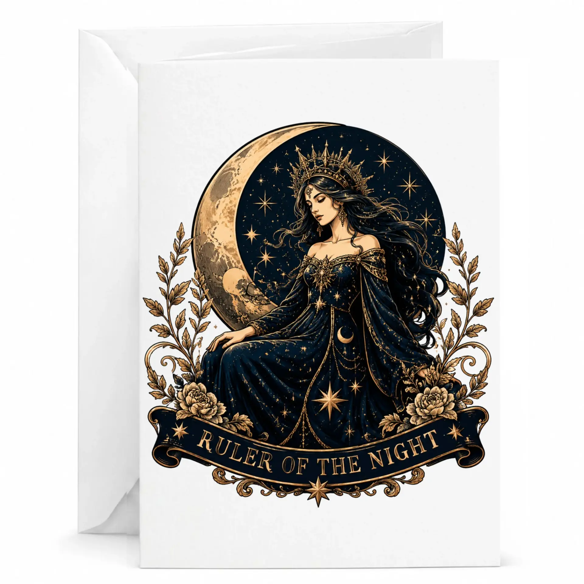Greeting Card Ruler of the Celestial Queen Illustration Fantasy Art Stationary for Special Occasions and Personal Notes