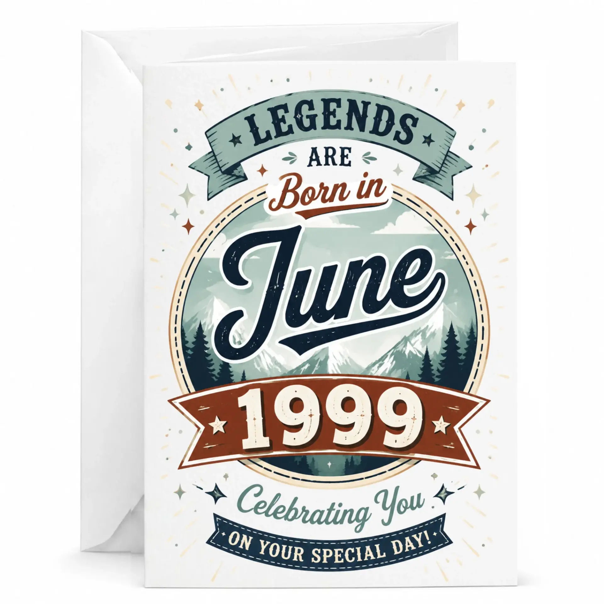 Birthday Card Legends Are Born in June 1999 Vintage Style Greeting Card for Milestone Birthday Celebration