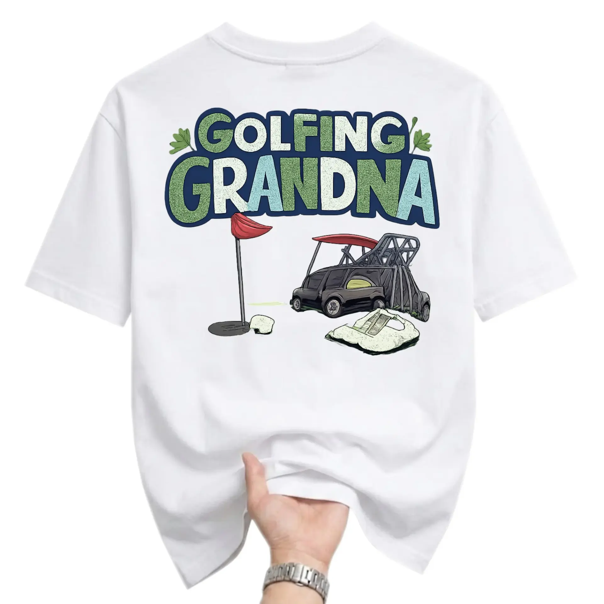 Funny Shirt Golfing Grandma Graphic Tee Casual Unisex Crew Neck T-Shirt for