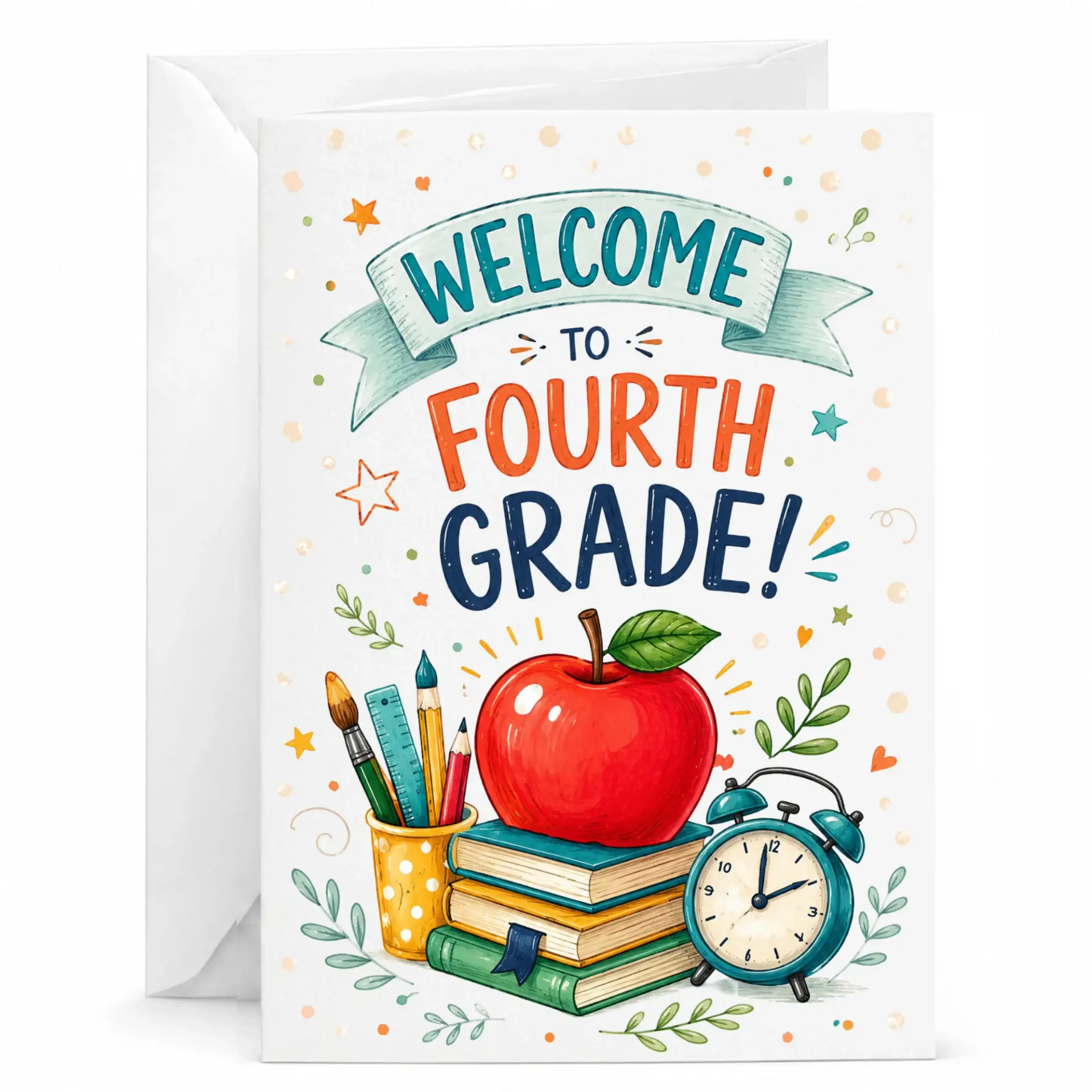 Welcome to Fourth Greeting Card Academic Milestone Achievement Note with Envelope for Educational