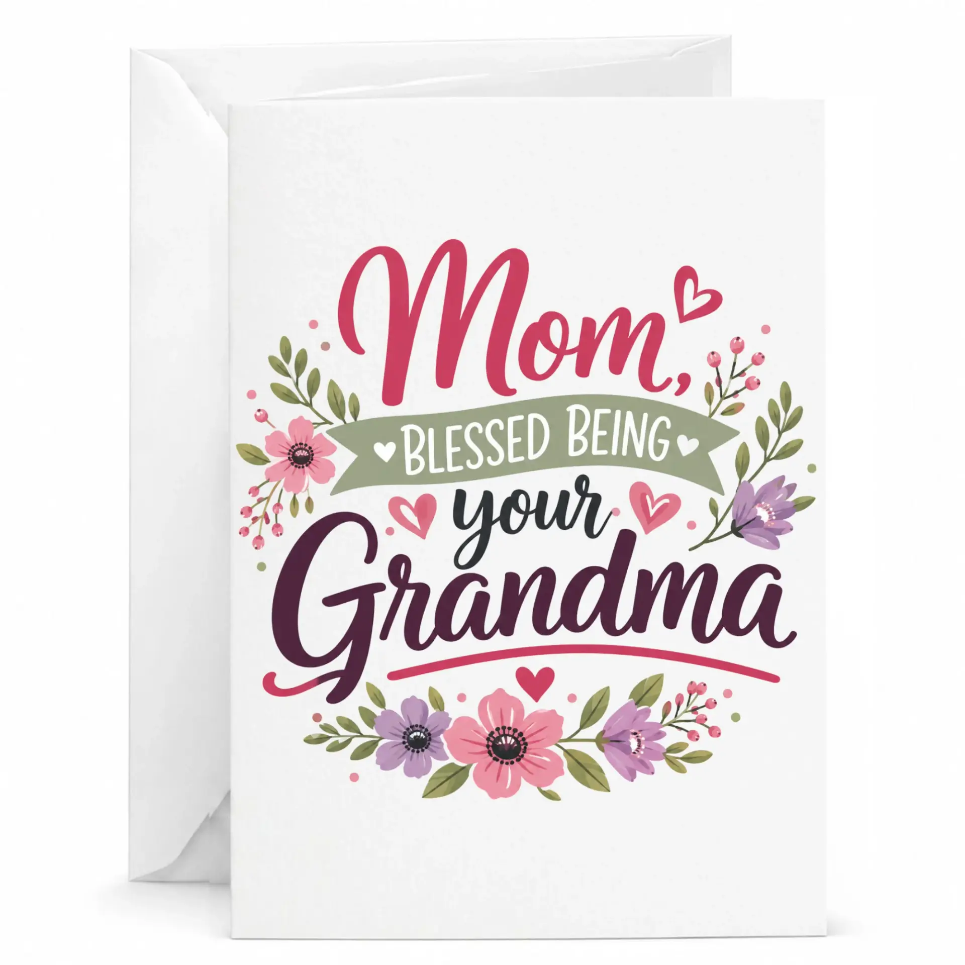 Greeting Card for Mother from Grandma Being Your Floral Design Premium Stationery Special