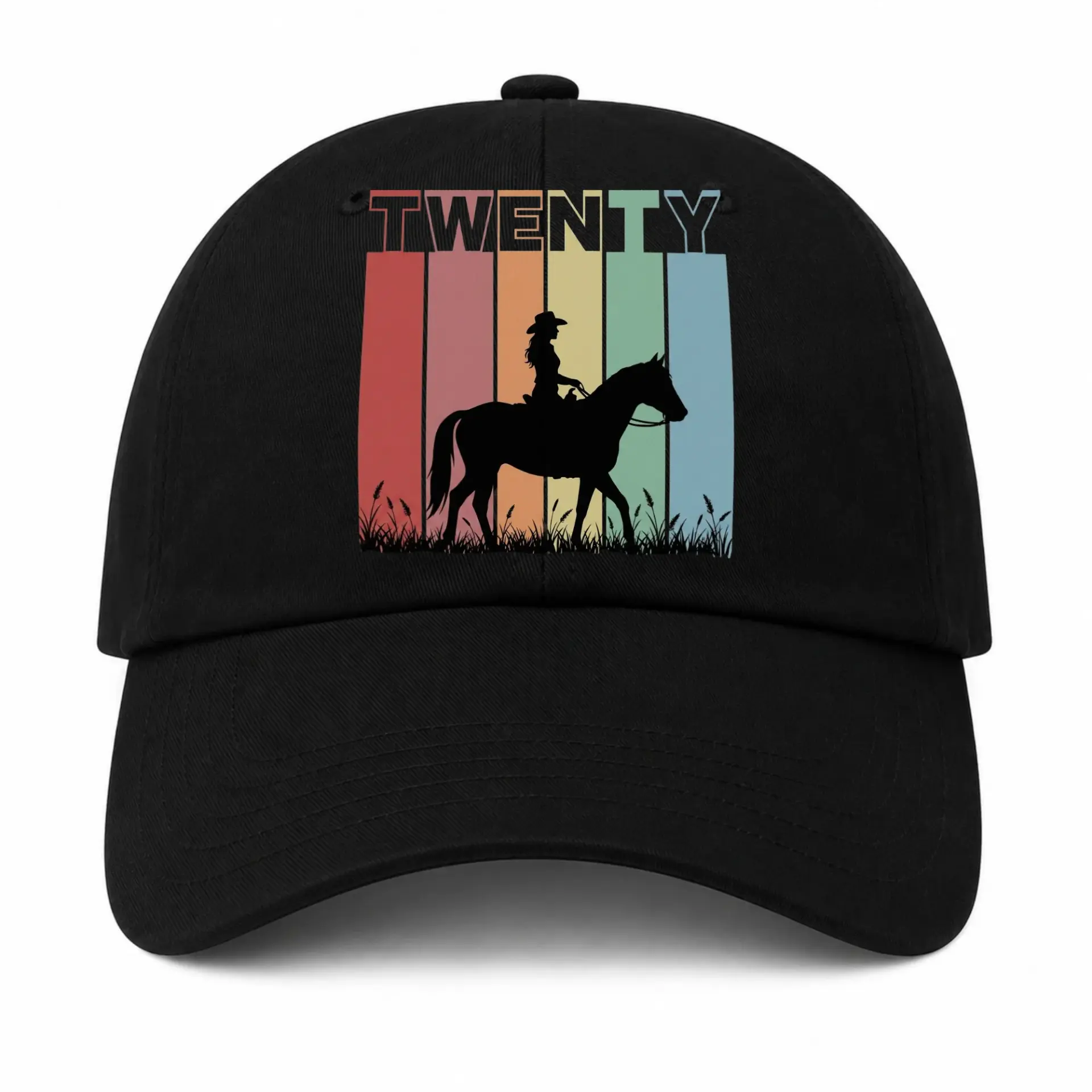 Vinyl Sticker Pack Cowgirl Riding Horse Design Retro Sunset Twenty Text Aesthetic Decals for Laptops Water Bottles