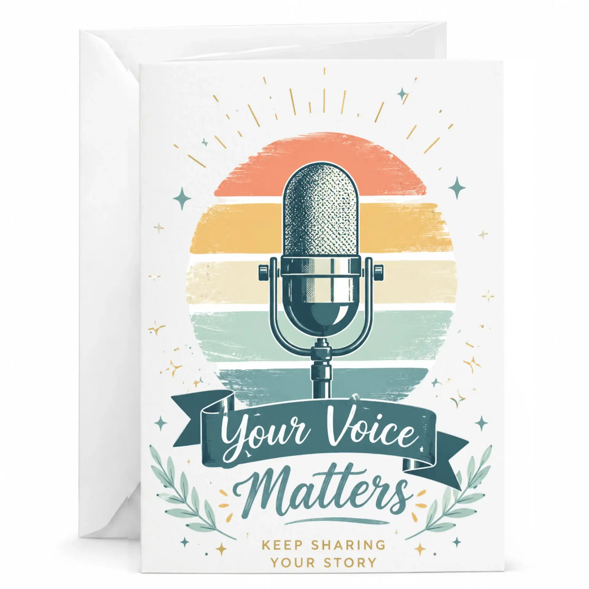 Greeting Card Your Matters Featuring Retro Microphone Illustration Design with Encouraging for All Occasions