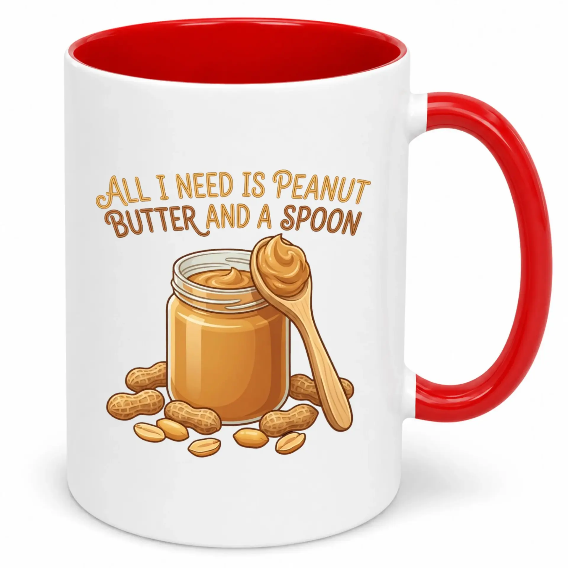 Funny Ceramic Coffee Mug with Peanut Butter and Spoon Design, Humorous Food Lover Gift for Morning Beverage Enjoyment