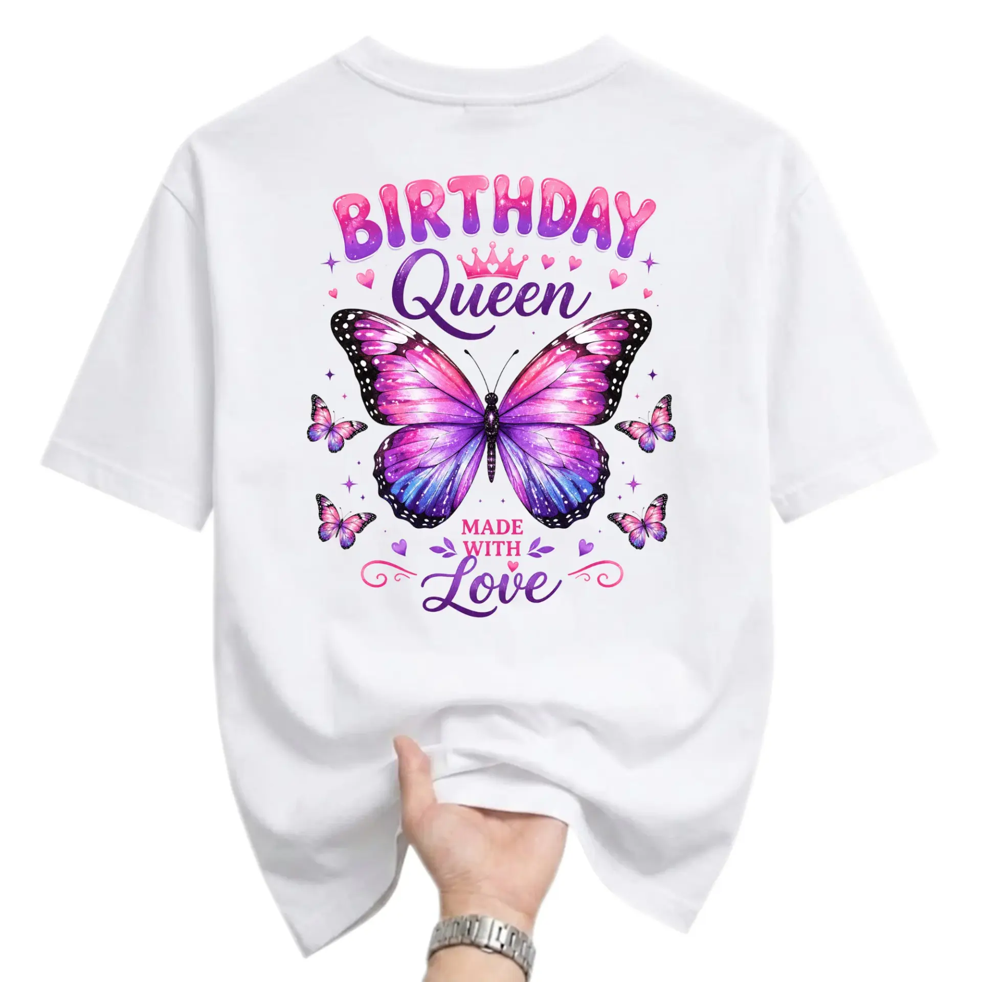 Graphic Tee Birthday Queen Butterfly Print Unisex Crew Neck Casual Everyday