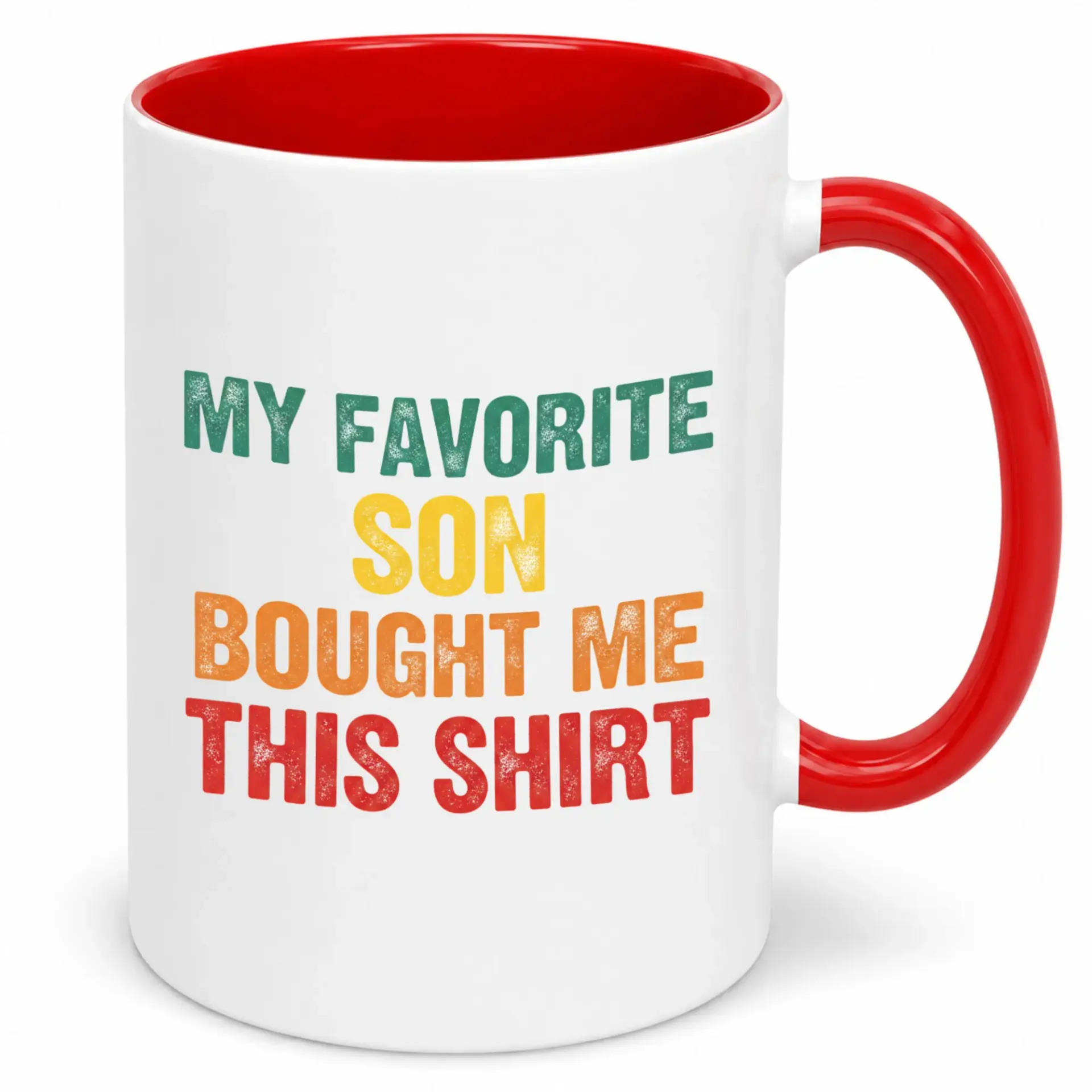 Funny Son Gift Coffee Mug with Humorous 'my Favorite Son Bought Me This Shirt' Design, Unique Ceramic Cup for Parents