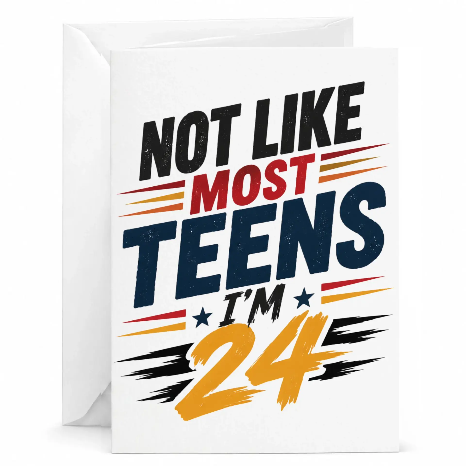 Funny Birthday Card Not Like Most Teens I Am 24 Years Old Turning Twenty Four Milestone Celebration Greeting Card