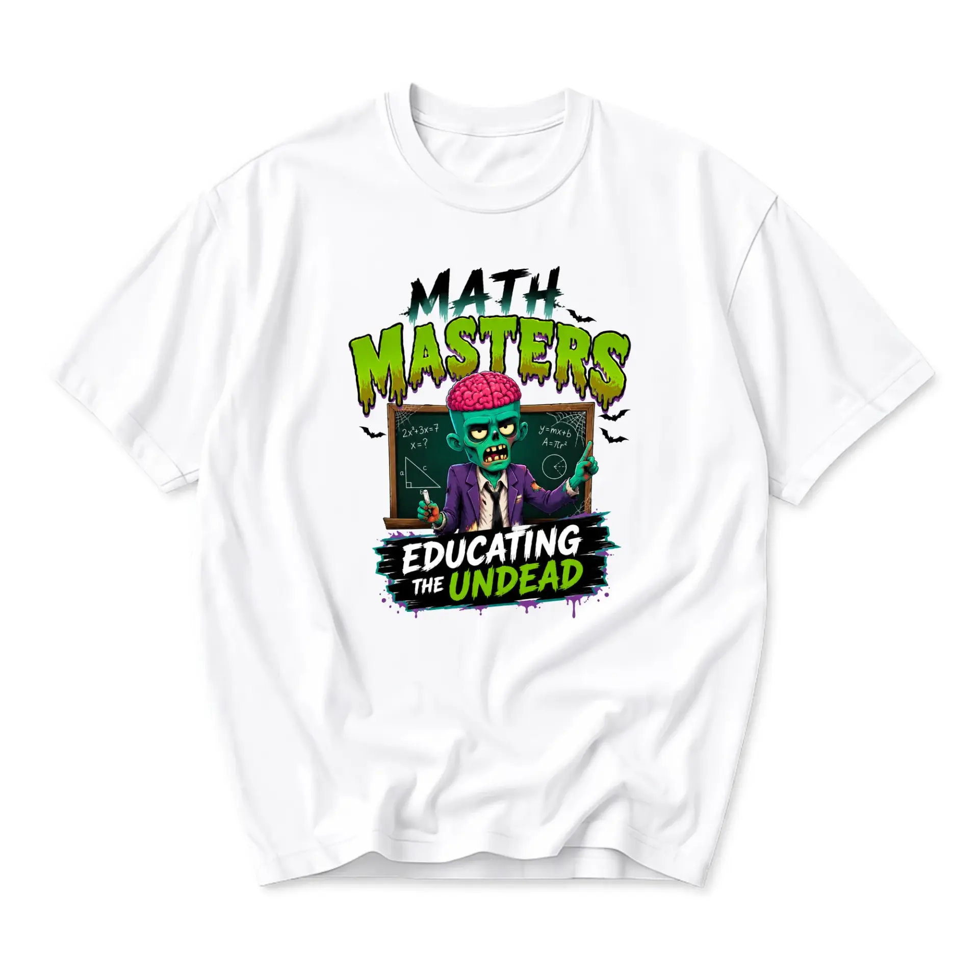 Funny Shirt Math Masters Educating the Undead Graphic Tee Unisex Casual Crew Neck Comfortable Cotton Blend Top