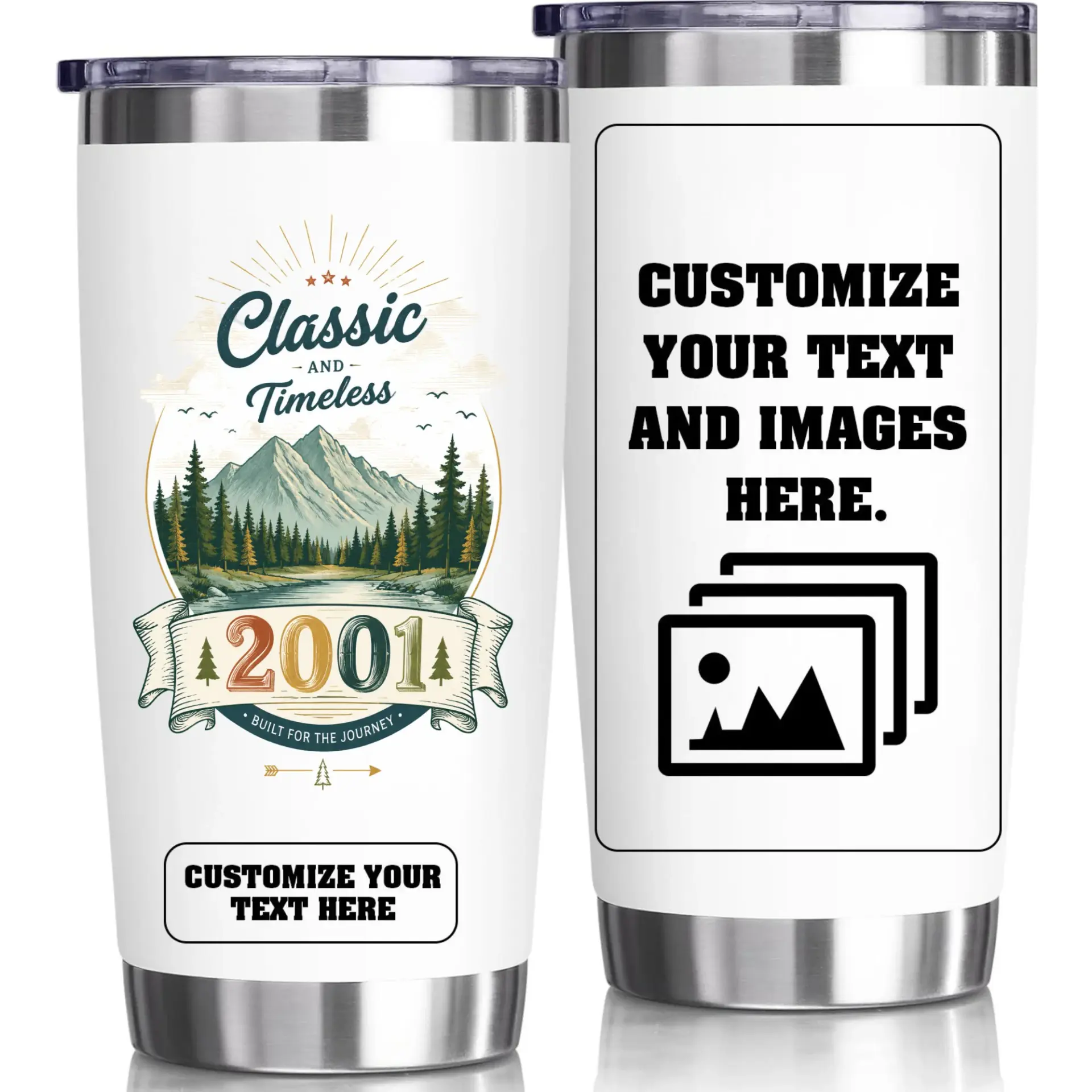 Stainless Steel Tumbler Classic Timeless 2001 Birthday Gift 20oz Insulated Travel Cup for Coffee and Cold Beverages