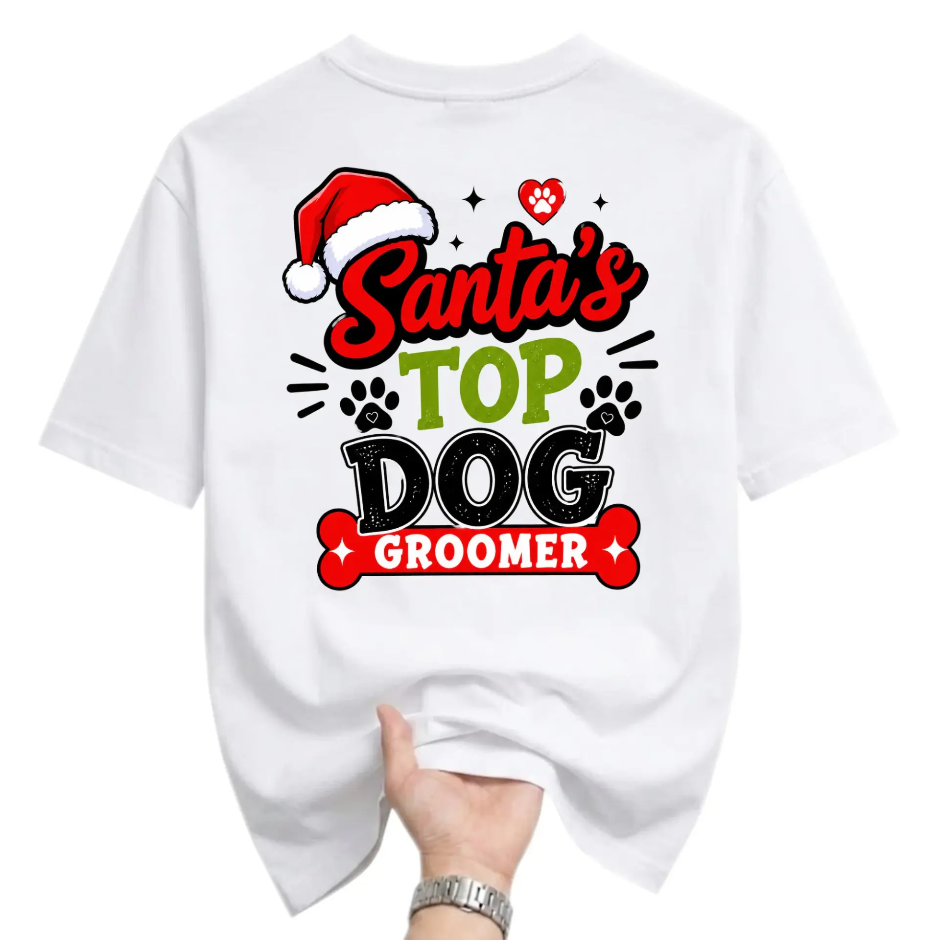 Funny Shirt Santa' Dog Groomer Holiday Graphic Tee for Pet Lovers and