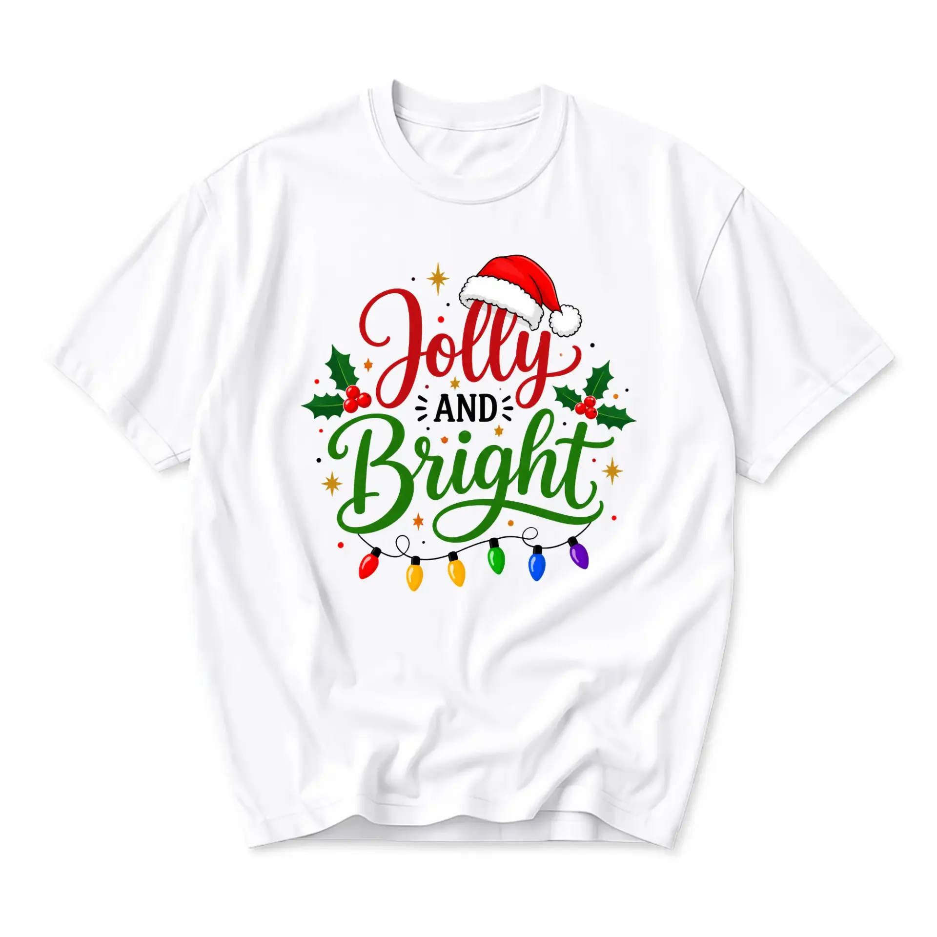 Funny Shirt Jolly and Bright Graphic Tee Unisex Crew Neck Holiday Season